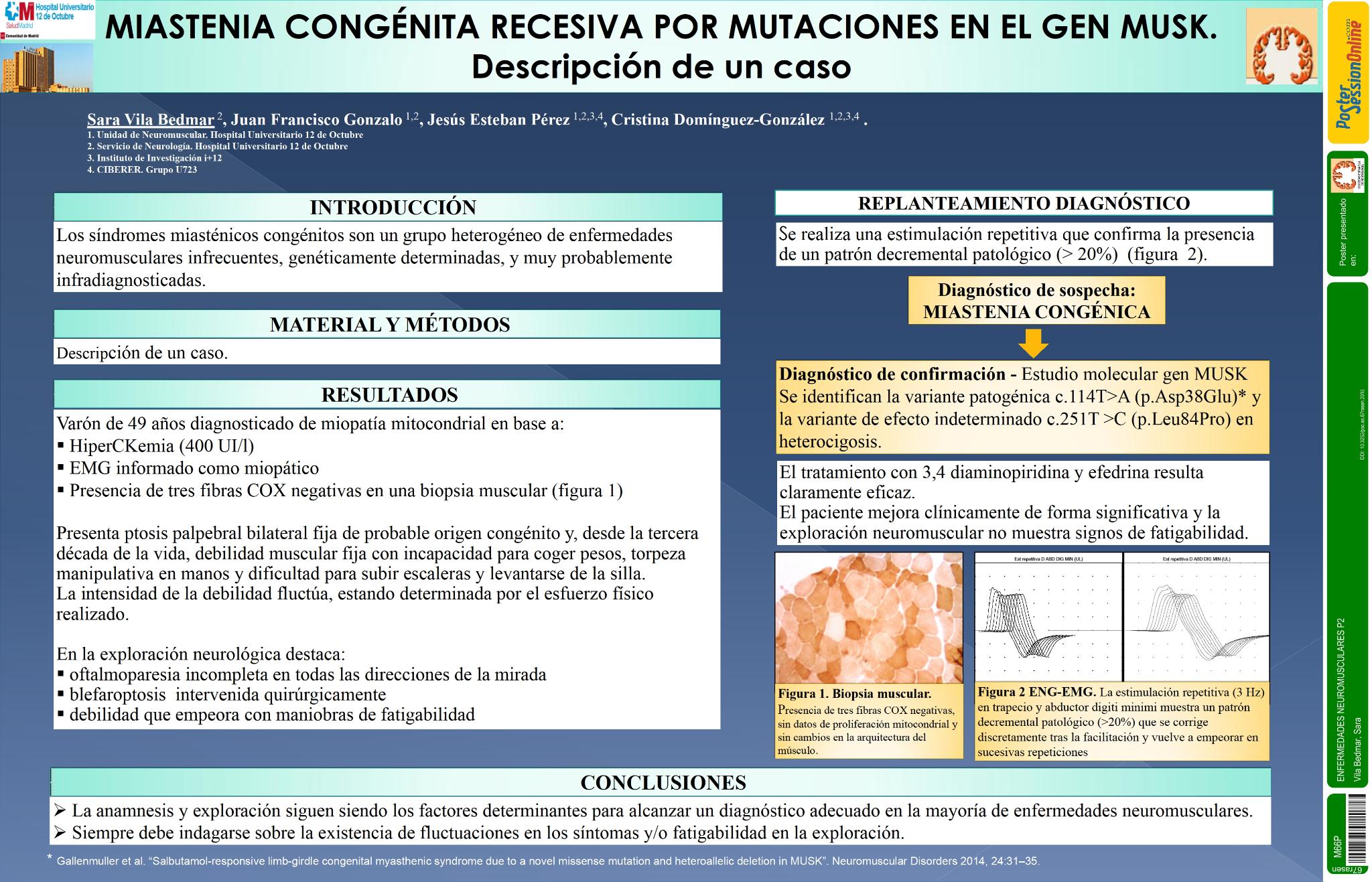 Miastenia congénita recesiva por mutaciones en el gen MUSK. Descripción de un caso