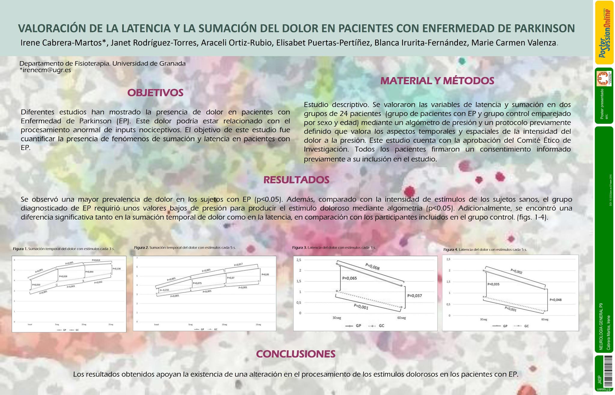 Valoración de la latencia y la sumación del dolor en pacientes con Enfermedad de Parkinson