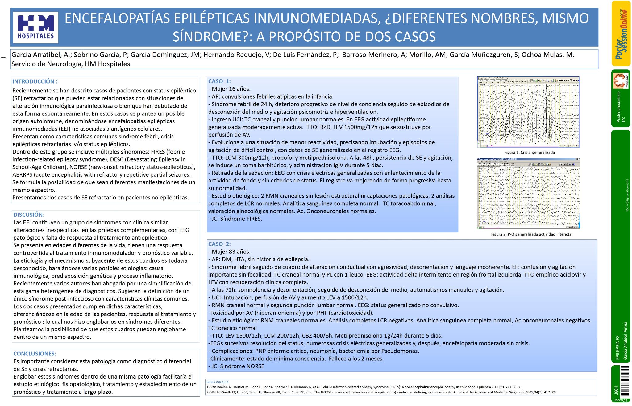 Encefalopatías epilépticas inmunomediadas, ¿diferentes nombres, mismo síndrome?: a propósito de dos casos