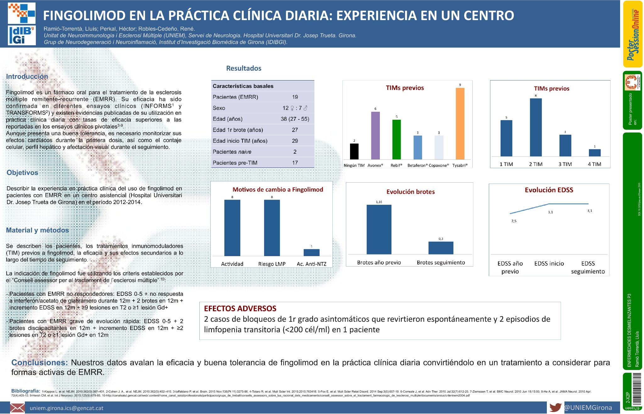 Fingolimod en la práctica clínica diaria: experiencia en un centro
