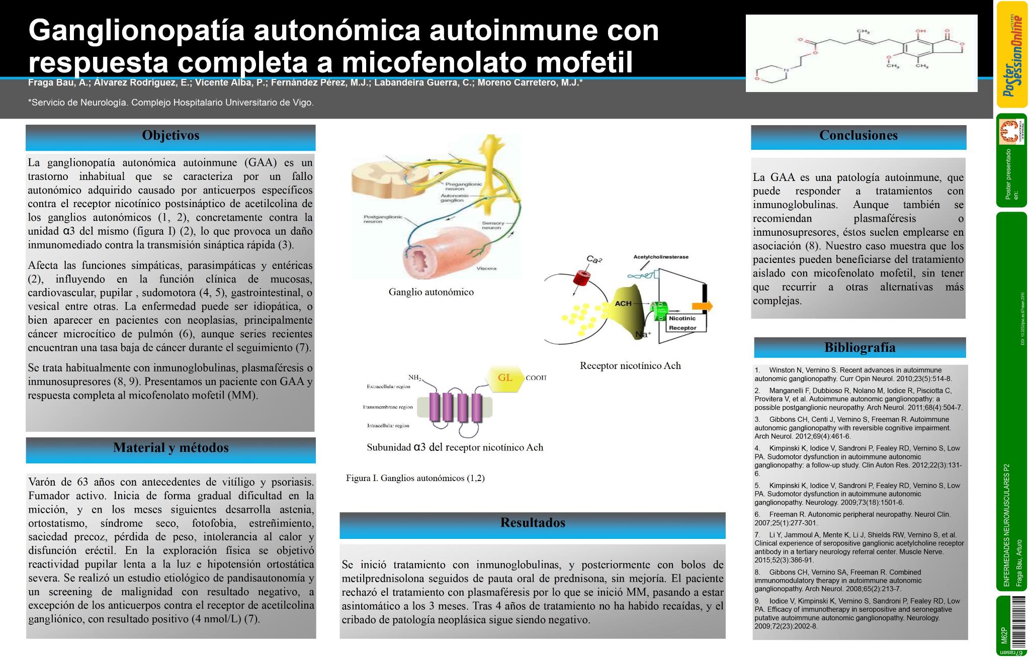Ganglionopatía autonómica autoinmune con respuesta completa a micofenolato mofetil
