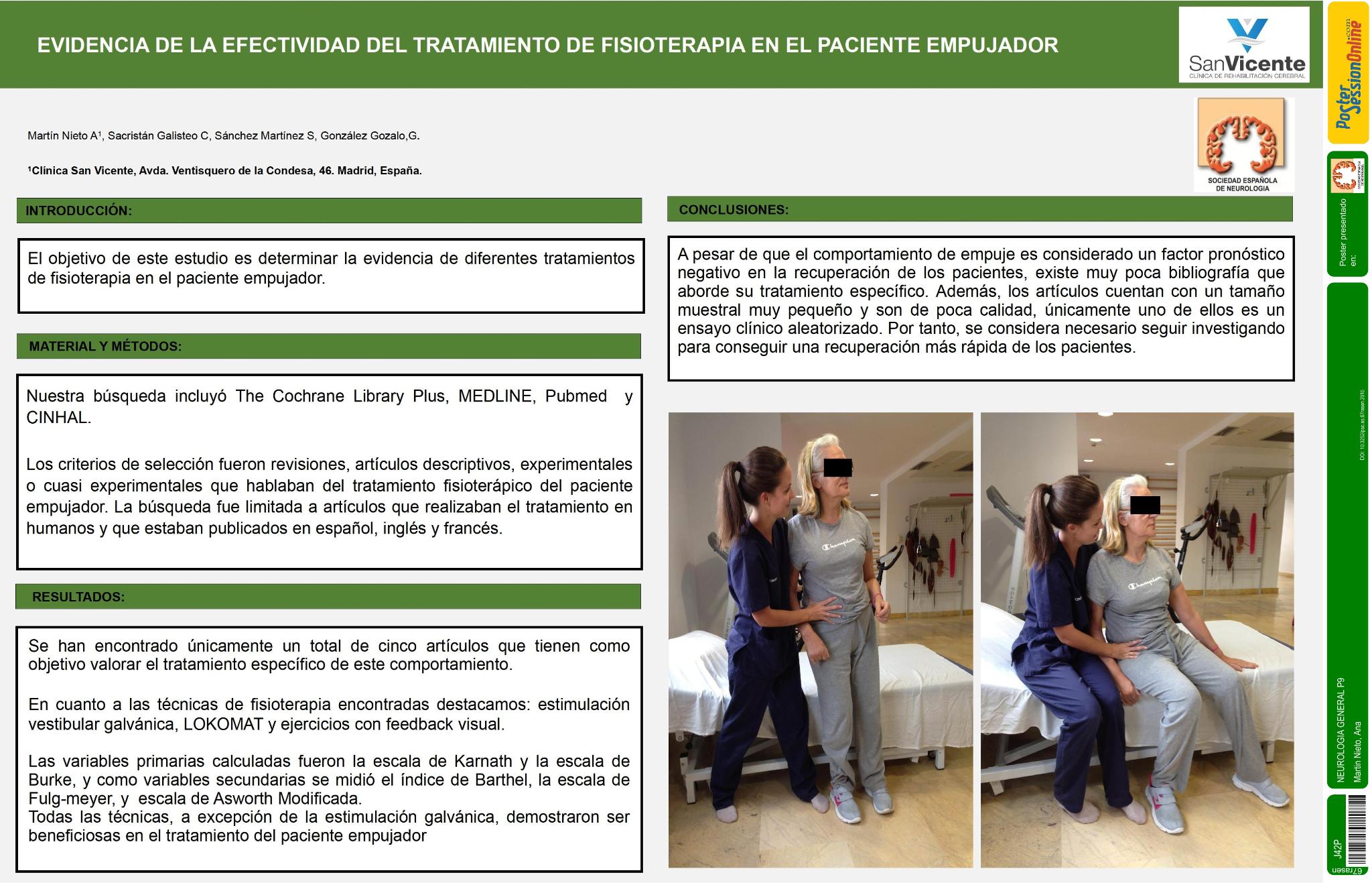 Evidencia de la efectividad del tratamiento de fisioterapia en el paciente empujador