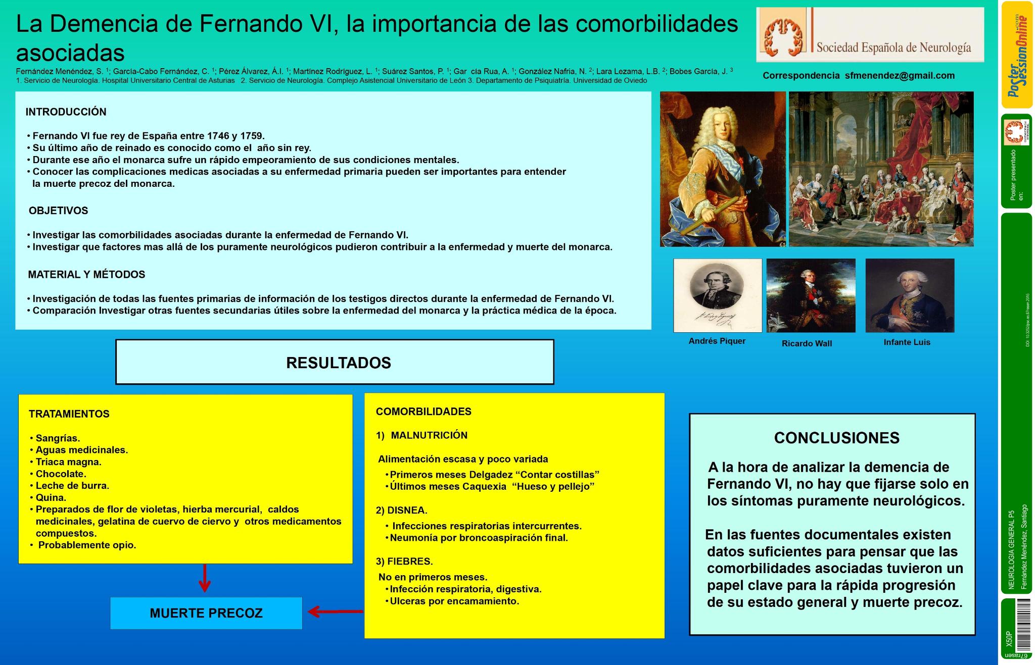 La demencia de Fernando VI, la importancia de las comorbilidades asociadas