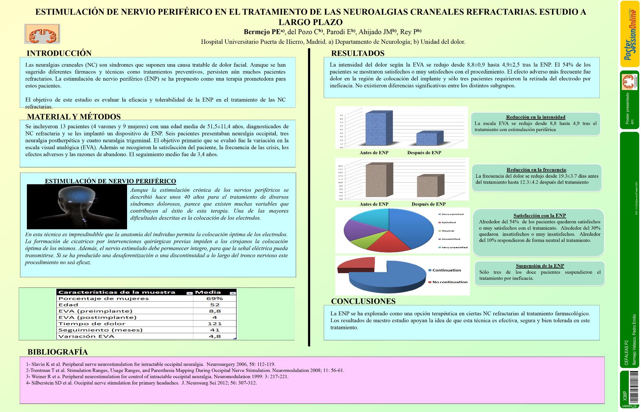 Estimulación de nervio periférico en el tratamiento de las neuralgias craneales refractarias. Estudio a largo plazo