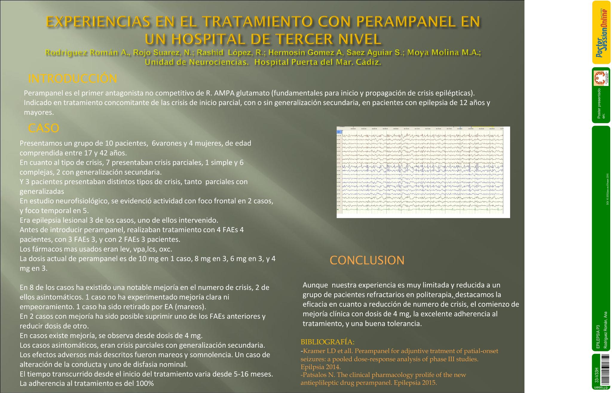 Experiencias en el tratamiento con perampanel en un hospital de tercer nivel