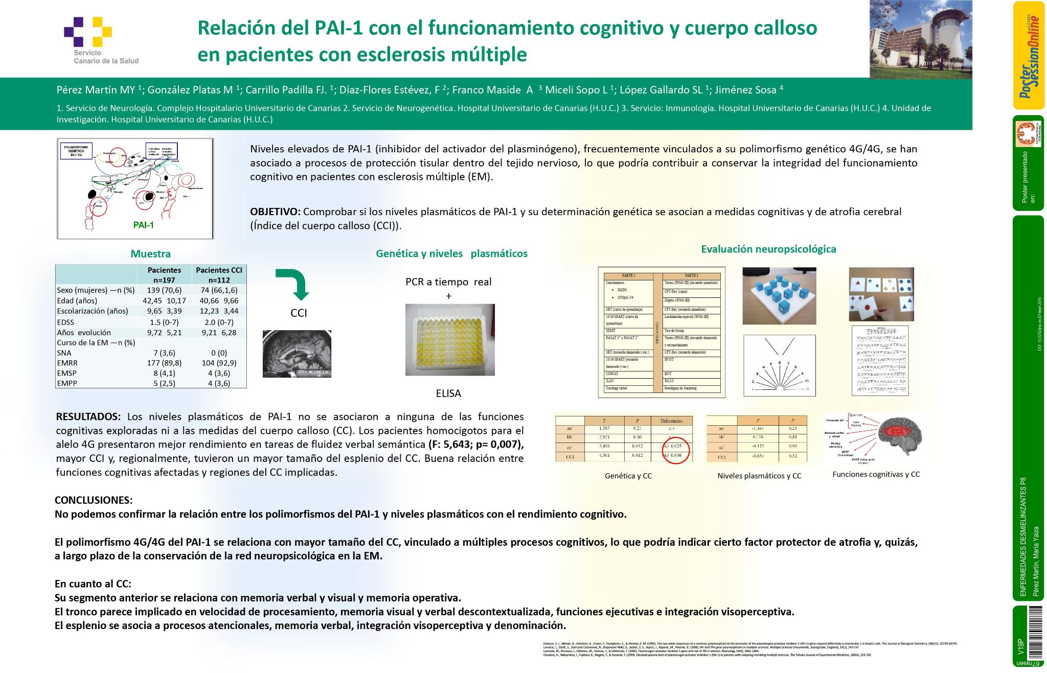 Relación del PAI-1 con el funcionamiento cognitivo y cuerpo calloso en pacientes con esclerosis múltiple
