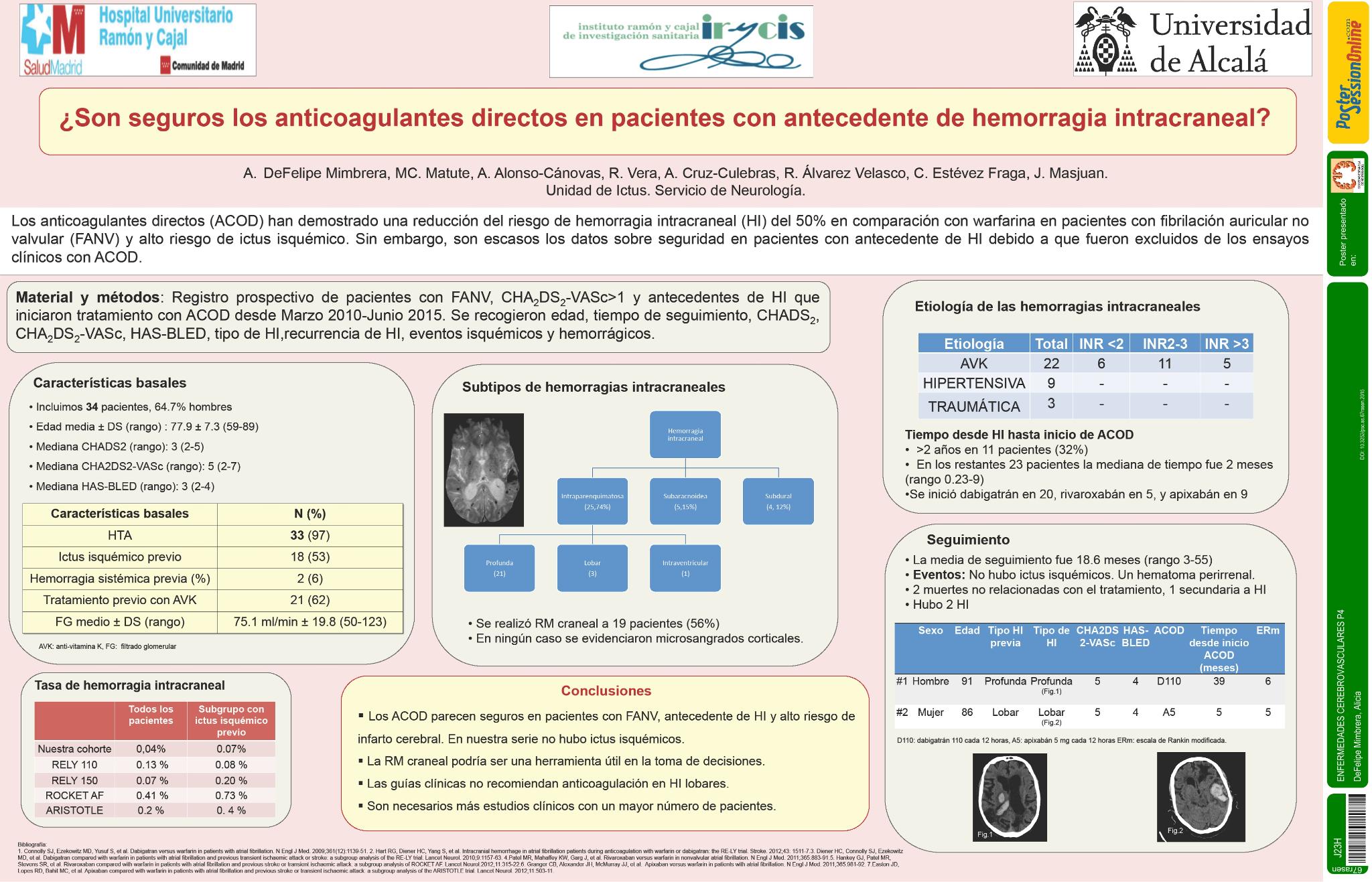 ¿Son seguros los anticoagulantes directos en pacientes con antecedente de hemorragia intracraneal?