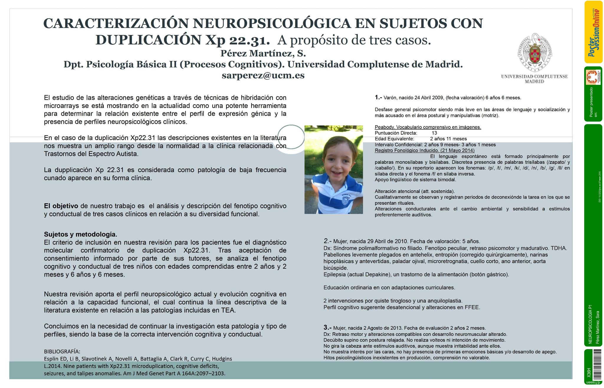 Caracterización  neuropsicológica en sujetos con duplicación Xp22.31. A propósito de tres casos