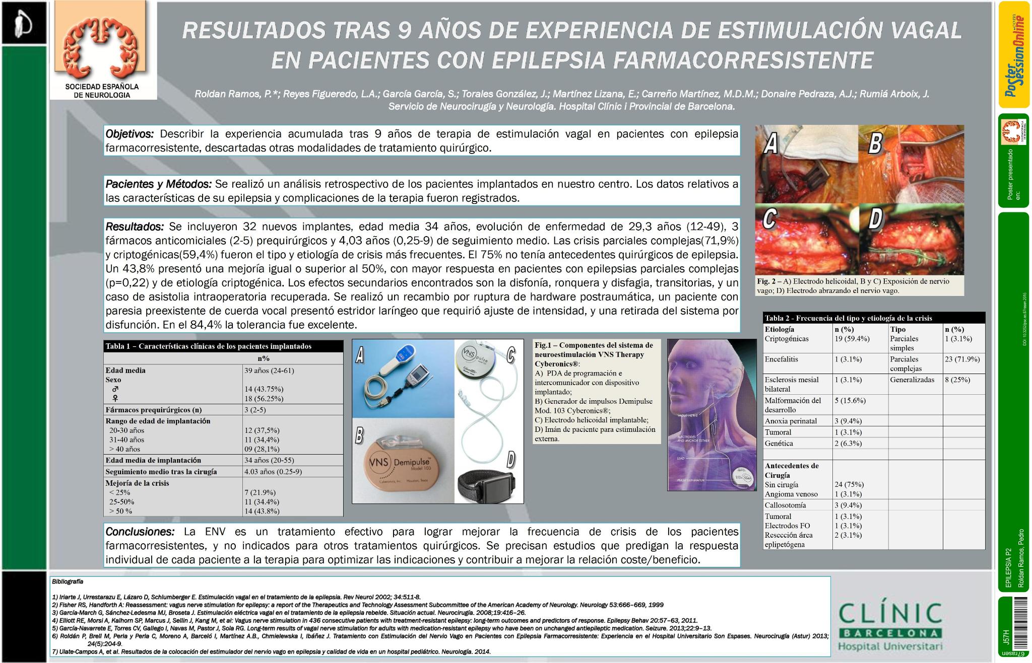 Resultados tras 8 años de estimulación vagal en un centro de referencia nacional