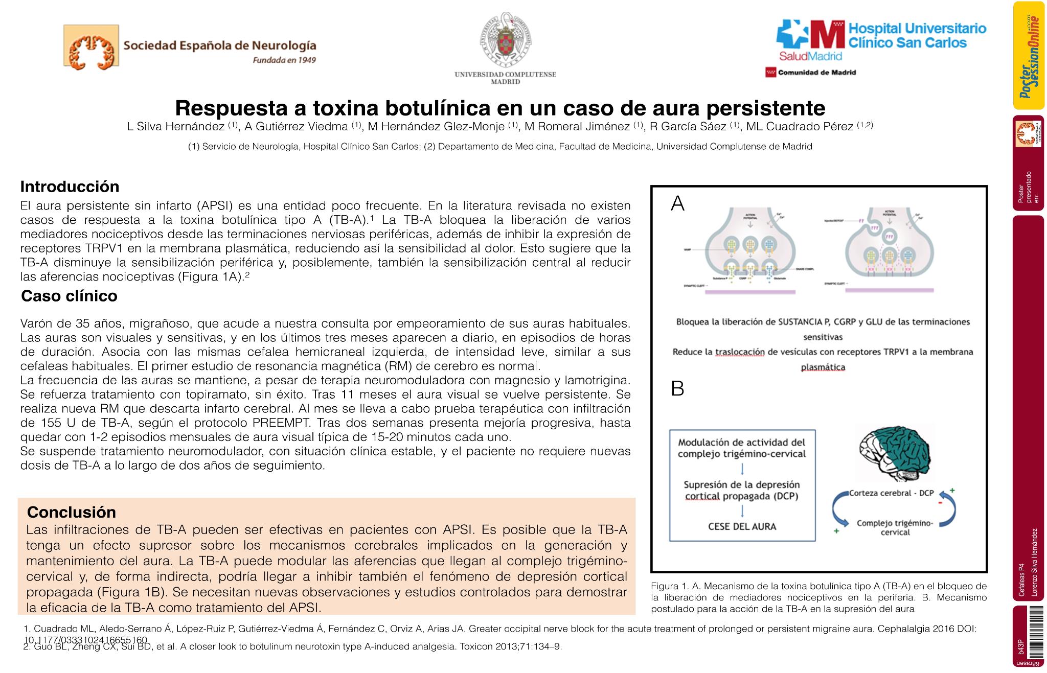 Respuesta a toxina botulínica en un caso de aura persistente