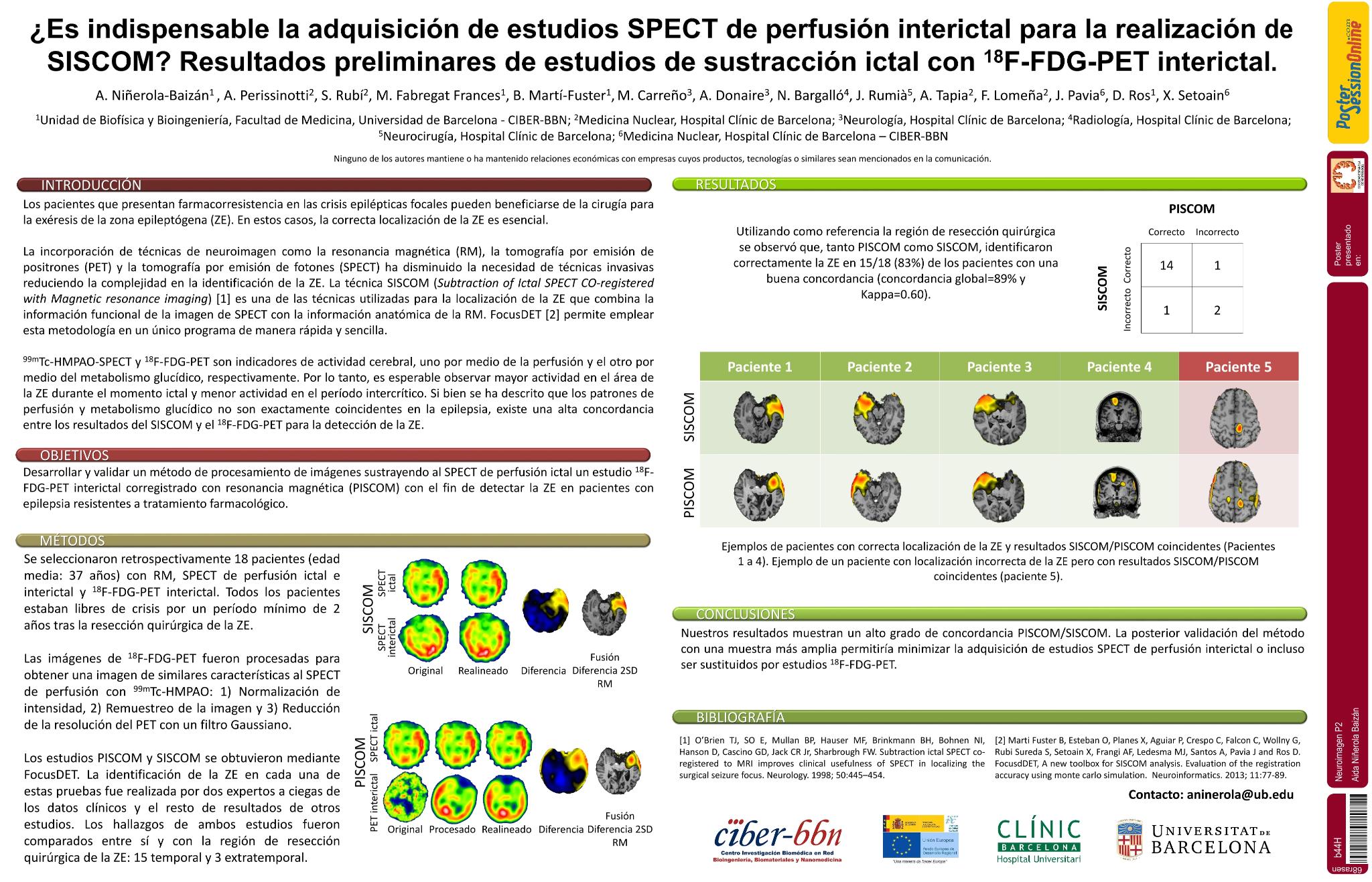 ¿Es indispensable la adquisición de estudios SPECT de perfusión interictal para la realización de SISCOM?. Resultados preliminares de estudios de sustracción ictal con 18F-FDG-PET interictal