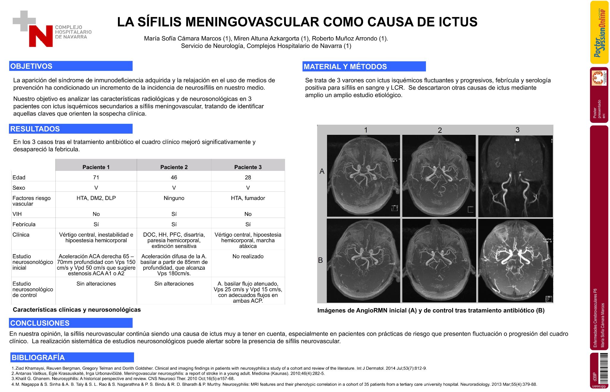 La sífilis meningovascular como causa de ictus