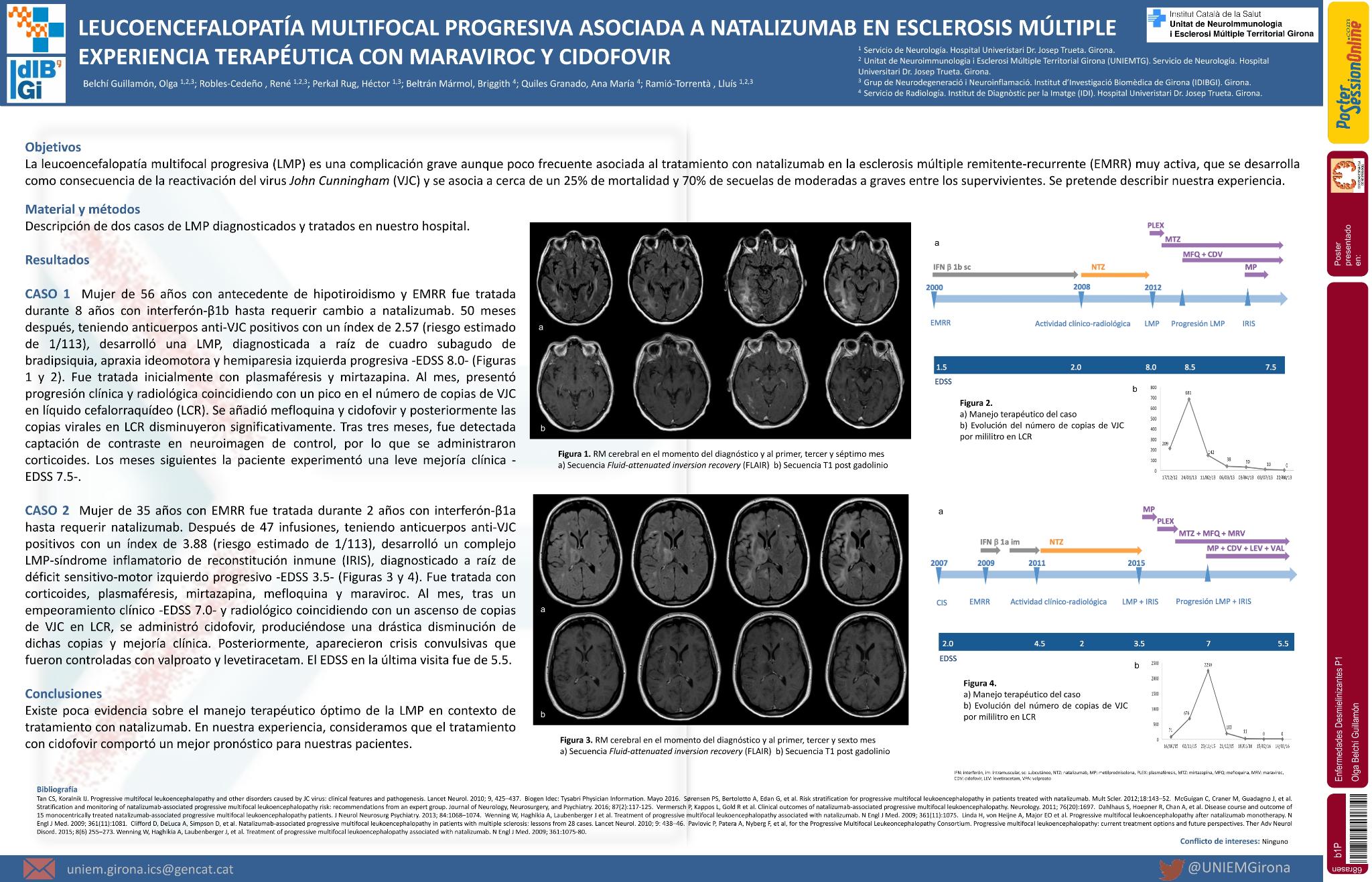 Leucoencefalopatía multifocal progresiva asociada a natalizumab en esclerosis múltiple. Experiencia terapéutica con maraviroc y cidofovir