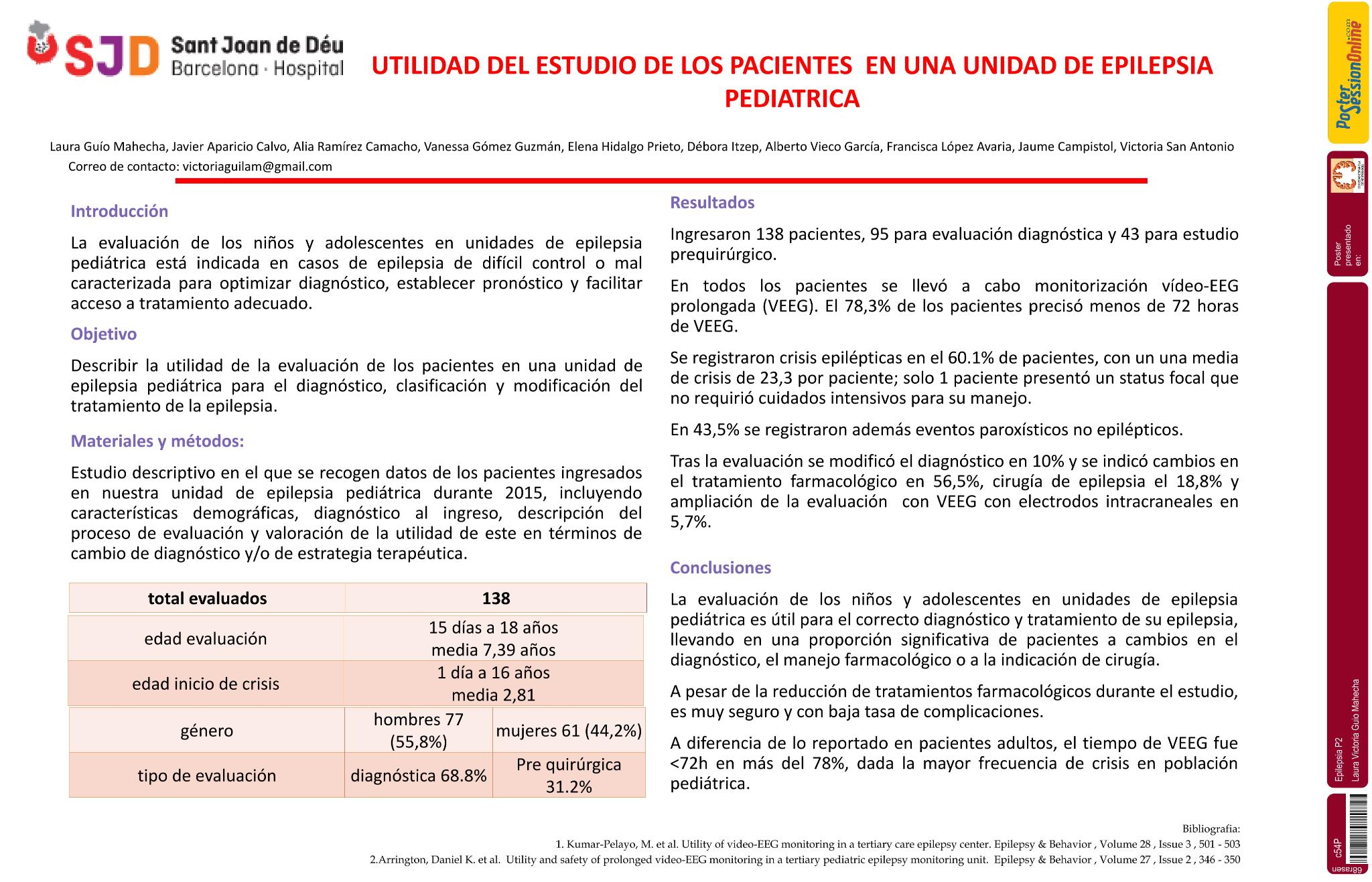 Utilidad de la evaluación de los pacientes en una unidad de epilepsia pediátrica
