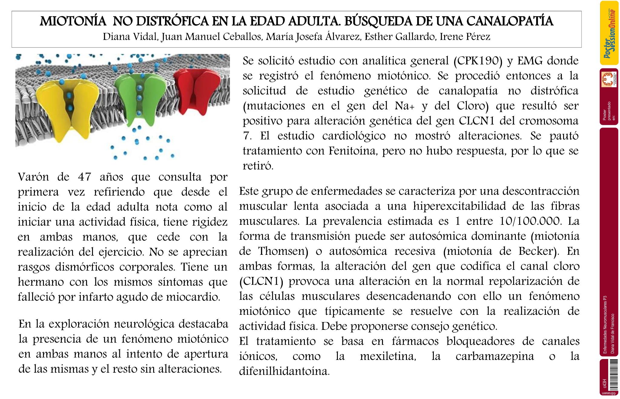 Miotonía no distrófica en la edad adulta. Búsqueda de una canalopatía