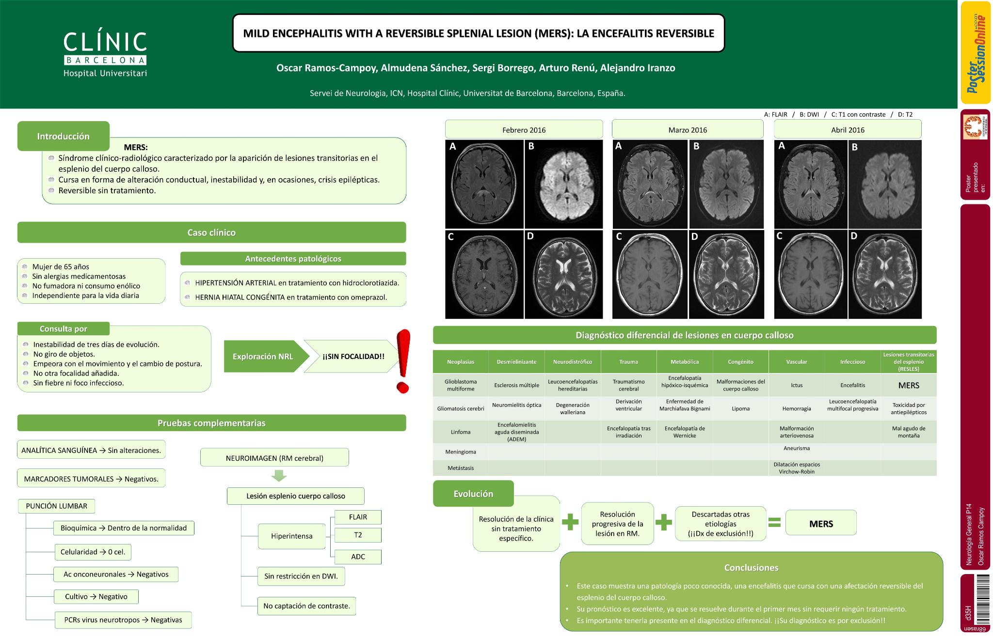 Mild Encephalitis with a Reversible Splenial lesion (MERS): la encefalitis reversible