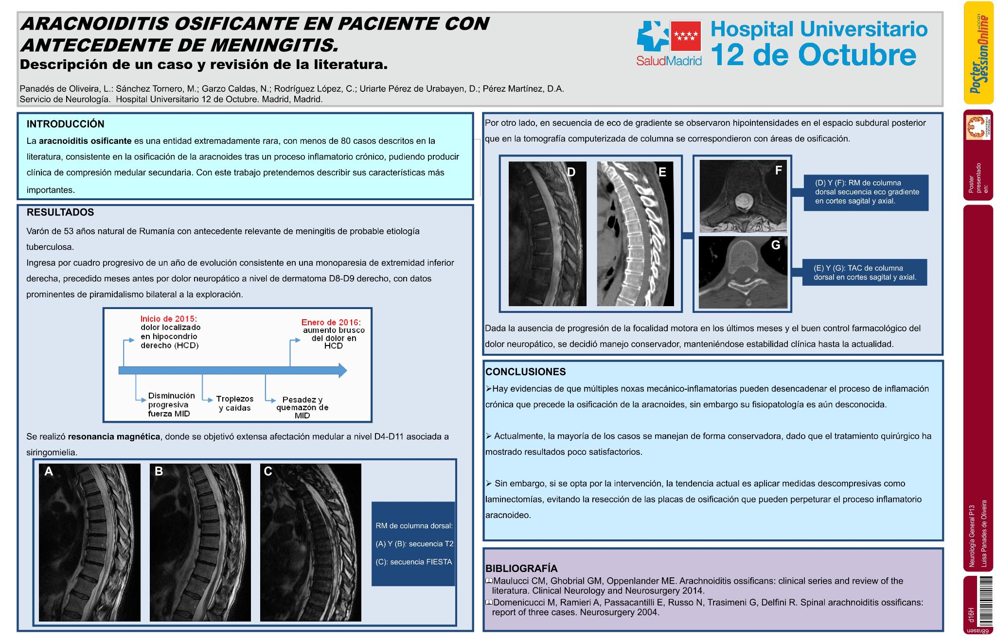Aracnoiditis osificante en paciente con antecedente de meningitis