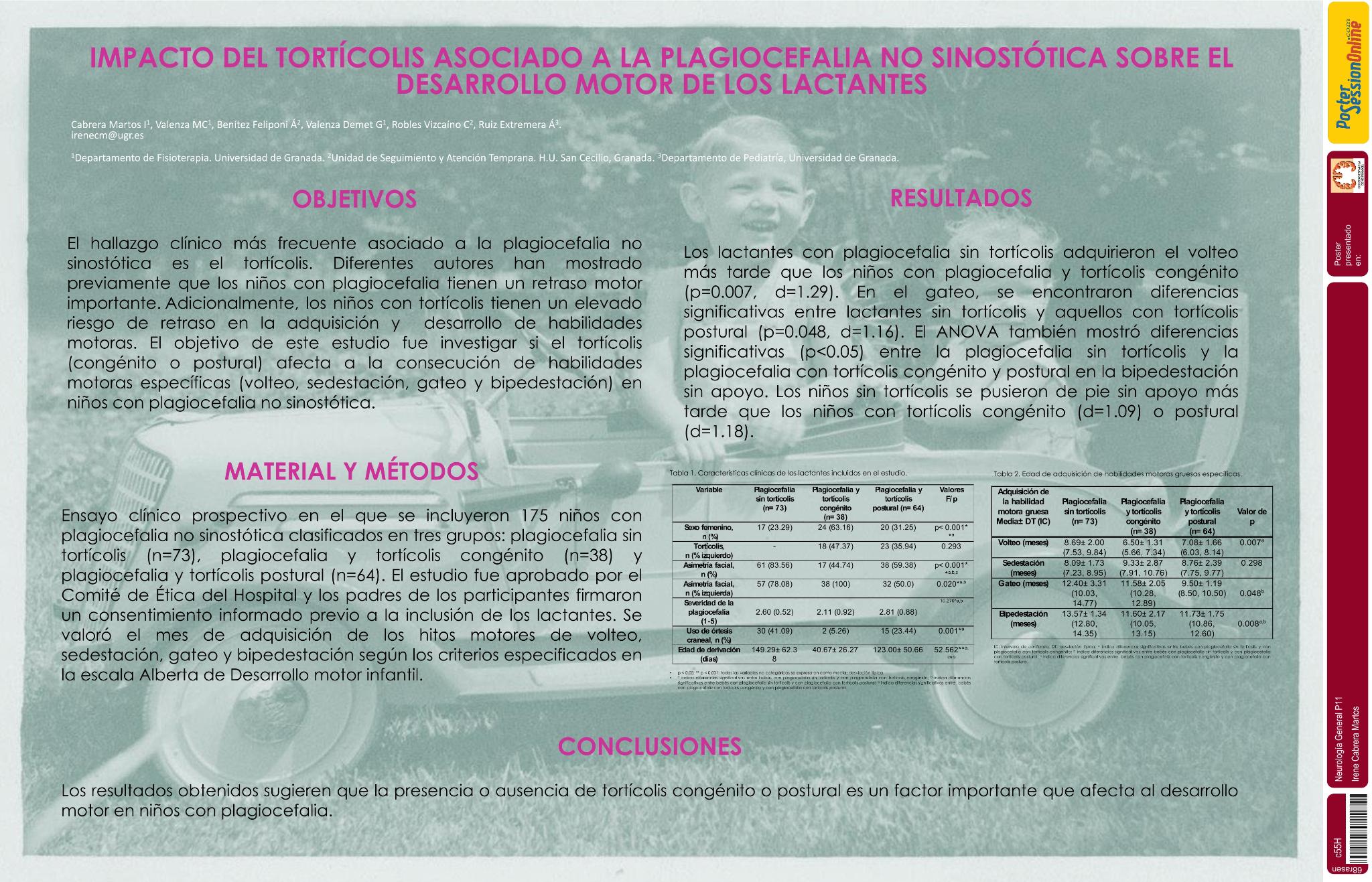 Impacto del tortícolis asociado a la plagiocefalia no sinostótica sobre el desarrollo motor de los lactantes
