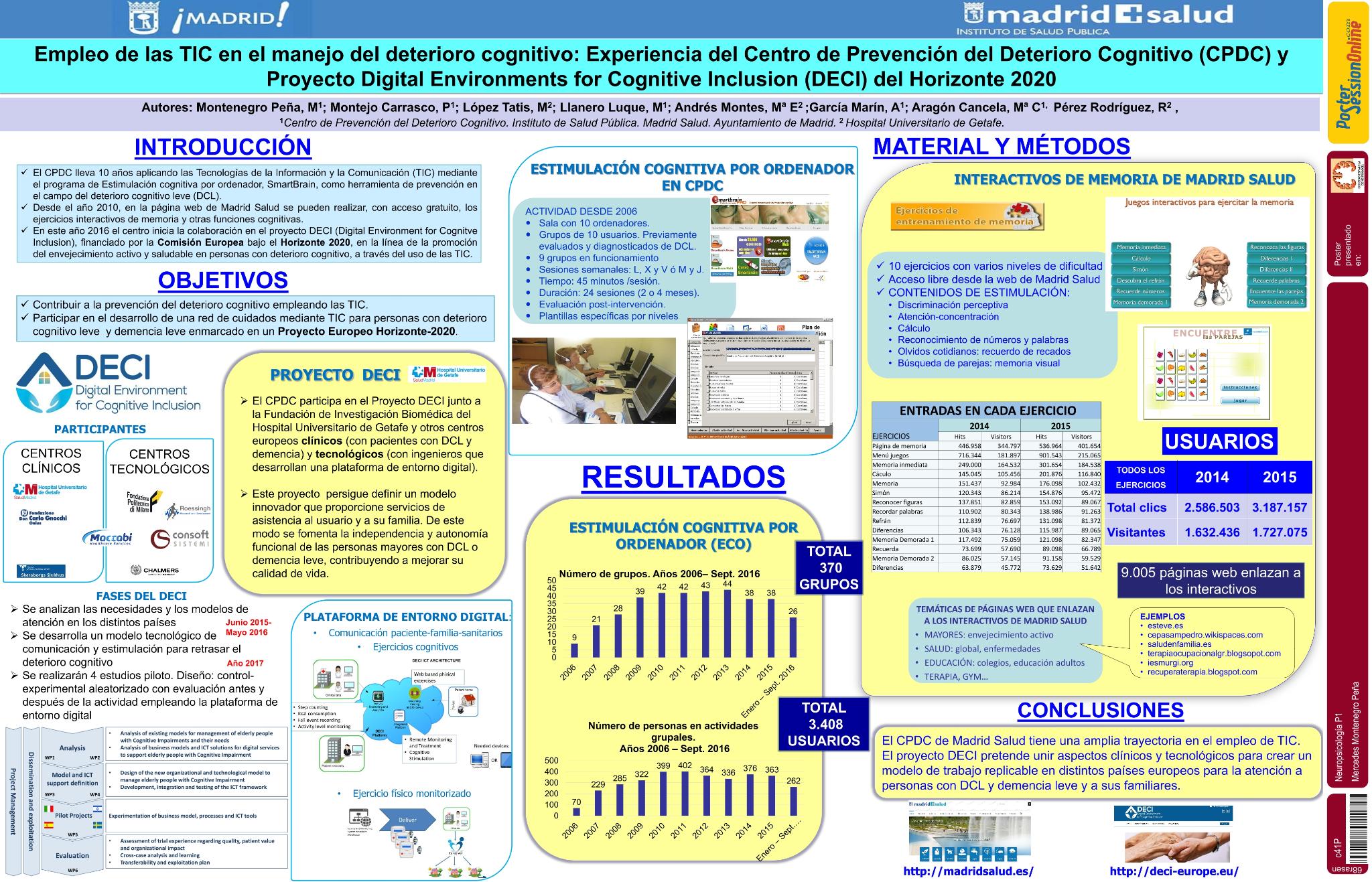 Empleo de las TIC en el manejo del deterioro cognitivo: Experiencia del Centro de Prevención del Deterioro Cognitivo (CPDC) y Proyecto Digital Environments for Cognitive Inclusion (DECI) del Horizonte