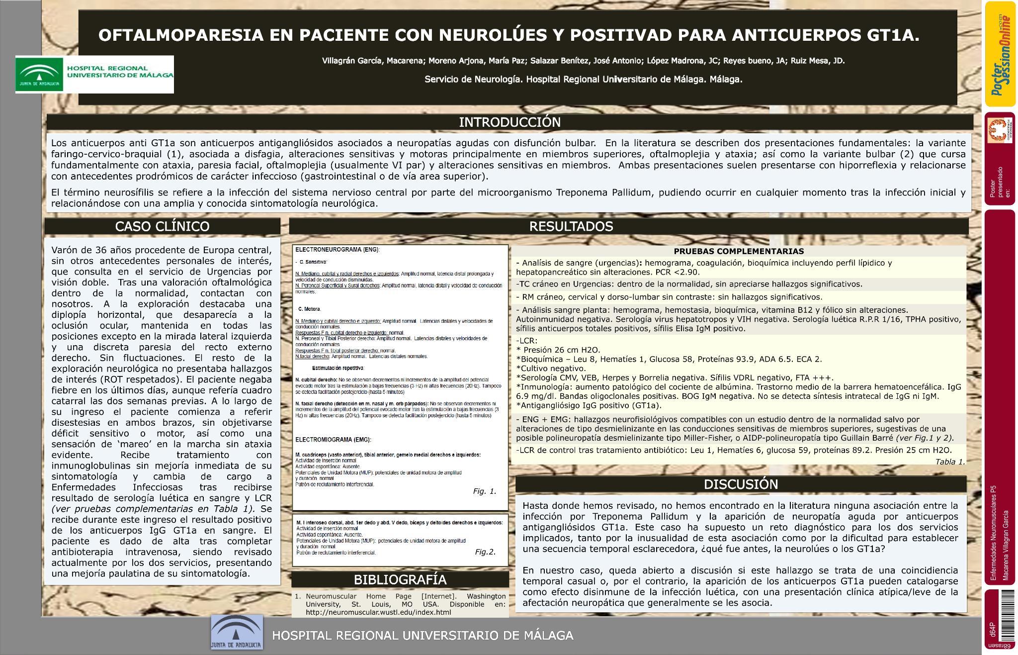Oftalmoparesia asociada a Ac GT1a en paciente con neurolúes