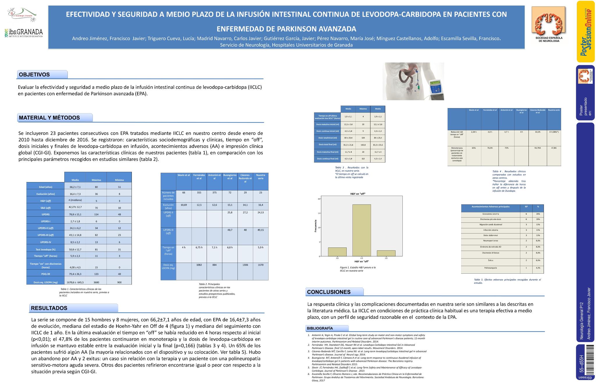 Efectividad y seguridad a medio plazo de la infusión intestinal continua de Levodopa-Carbidopa en pacientes con enfermedad de Parkinson avanzada