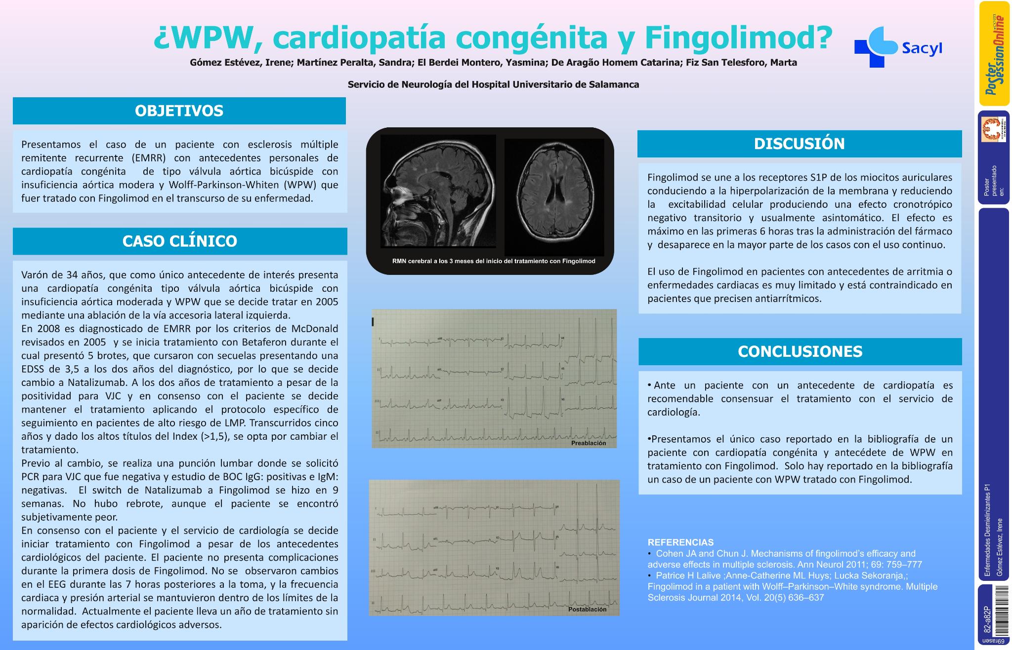 ¿WPW, cardiopatía congénita y Fingolimod?