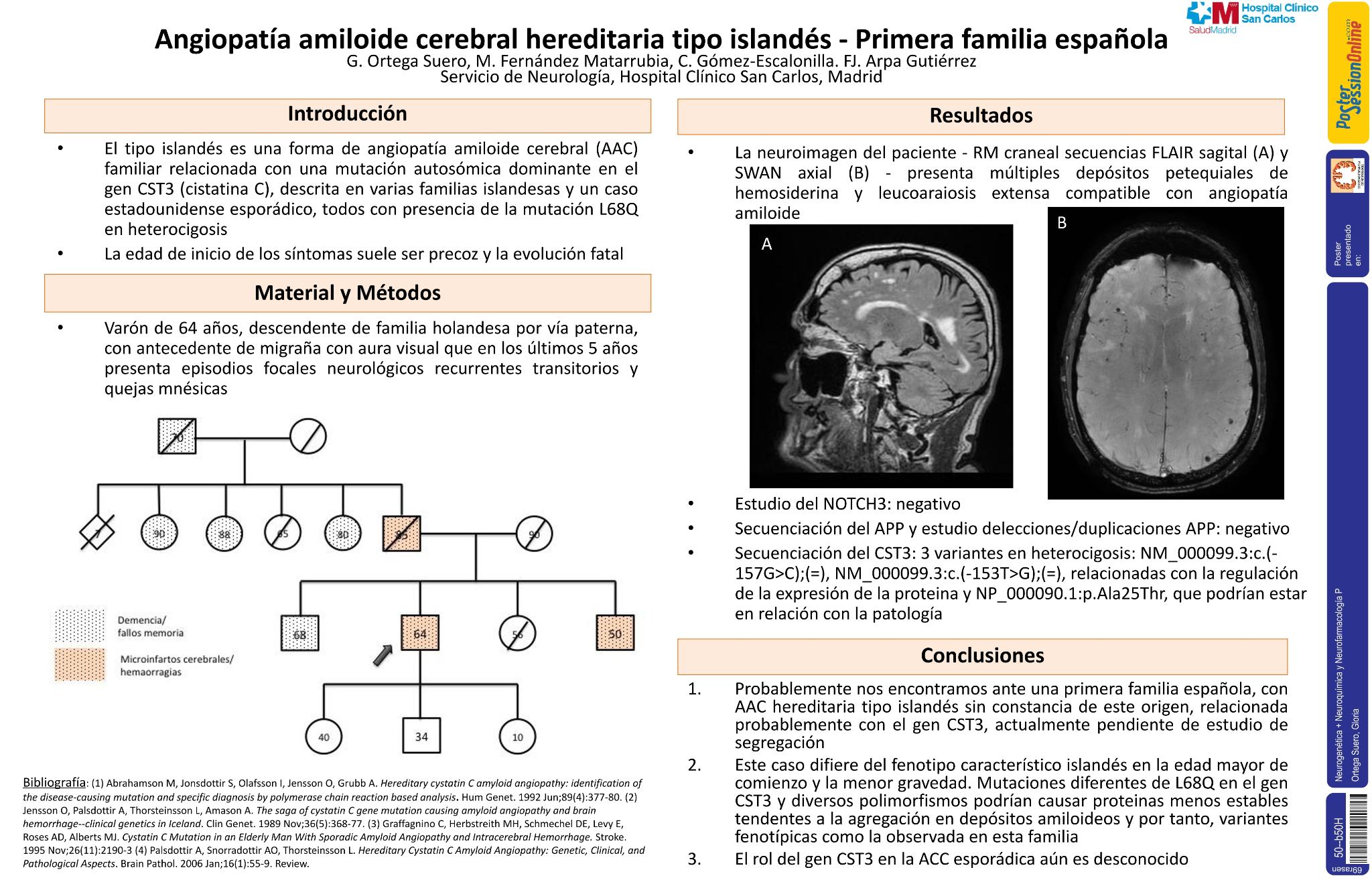 Angiopatía amiloide cerebral hereditaria tipo islandés. Primera familia española