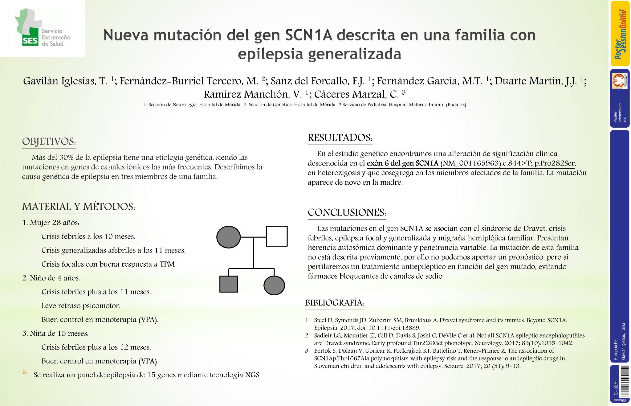 Nueva mutación del gen SCN1A descrita en una familia con epilepsia generalizada