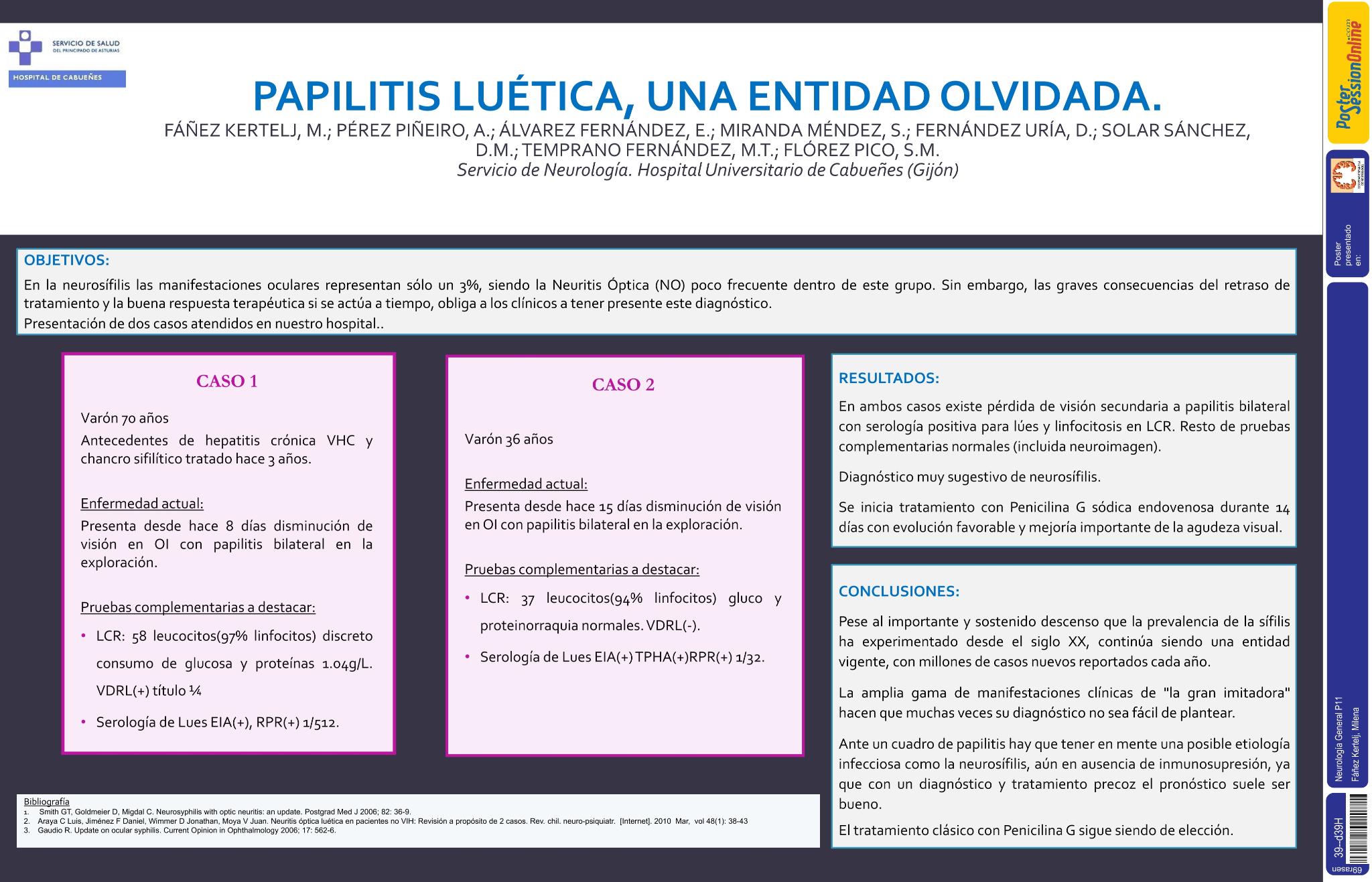 Papilitis luética, una entidad olvidada