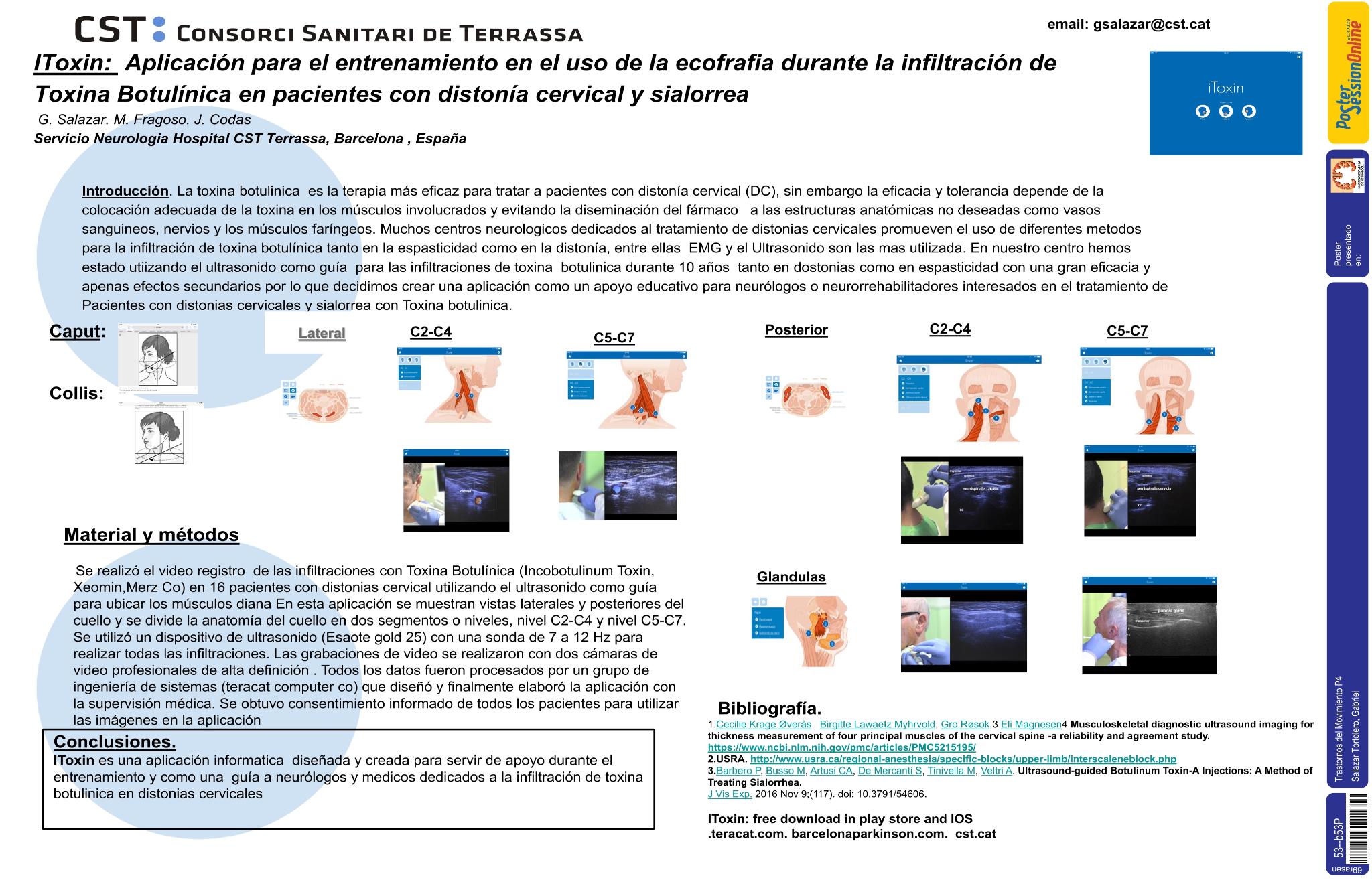 Aplicación (App) iToxin para el entrenamiento en el uso del ultrasonido como guía en la infiltración de Toxina Botulínica en pacientes con distonía cervical
