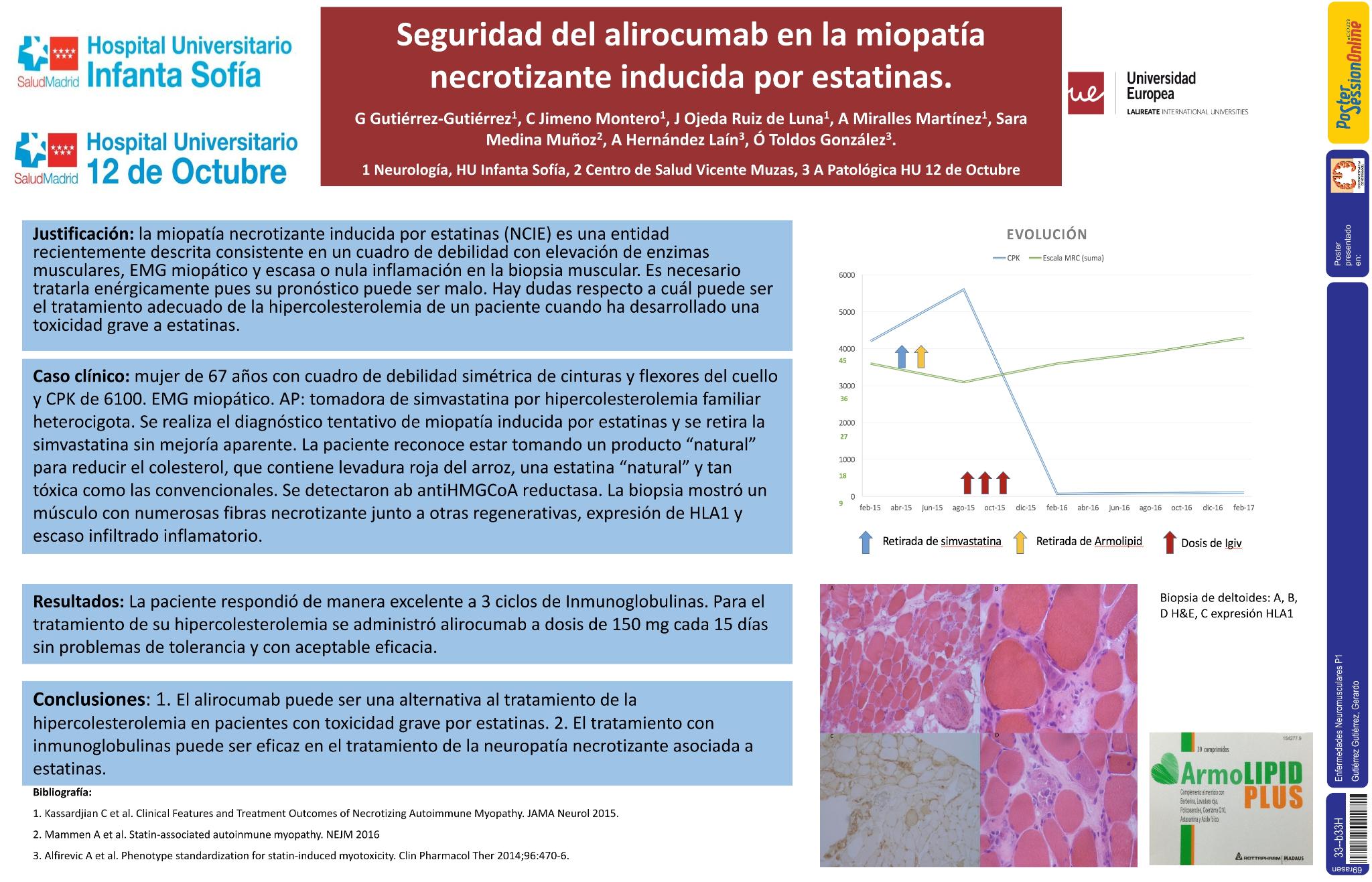 Seguridad del alirocumab en la miopatía necrotizante inducida por estatinas