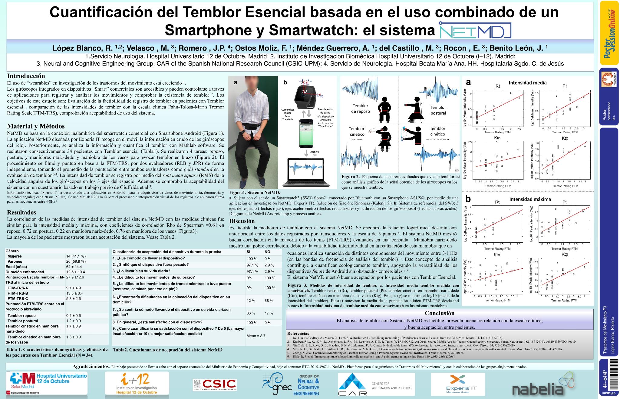 Cuantificación del temblor esencial basada en el uso combinado de un smartphone y smartwatch: el sistema NetMD