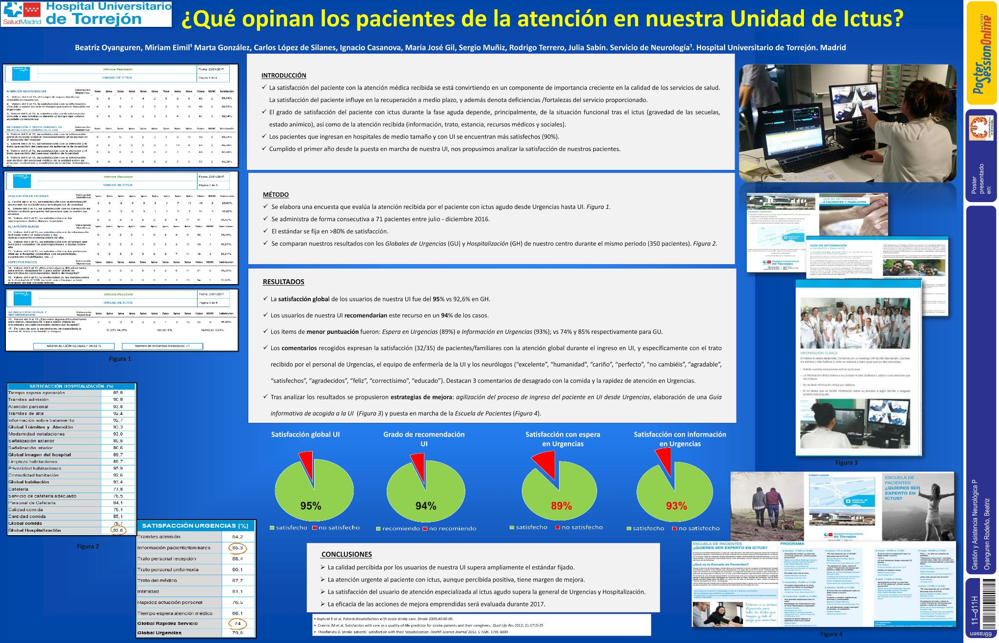 ¿Qué opinan los pacientes de la atención en nuestra Unidad de Ictus (UI)? Nuestra UI a juicio