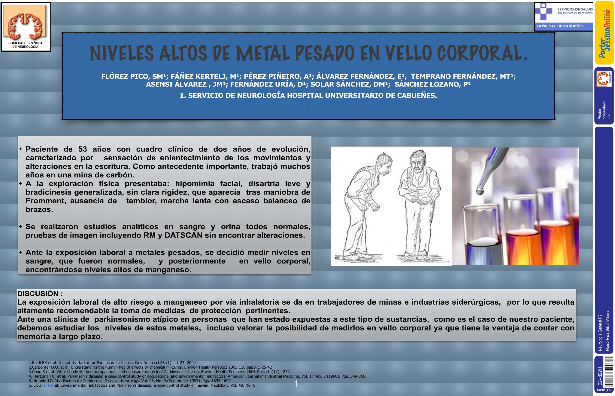 Niveles altos de metal pesado en vello corporal