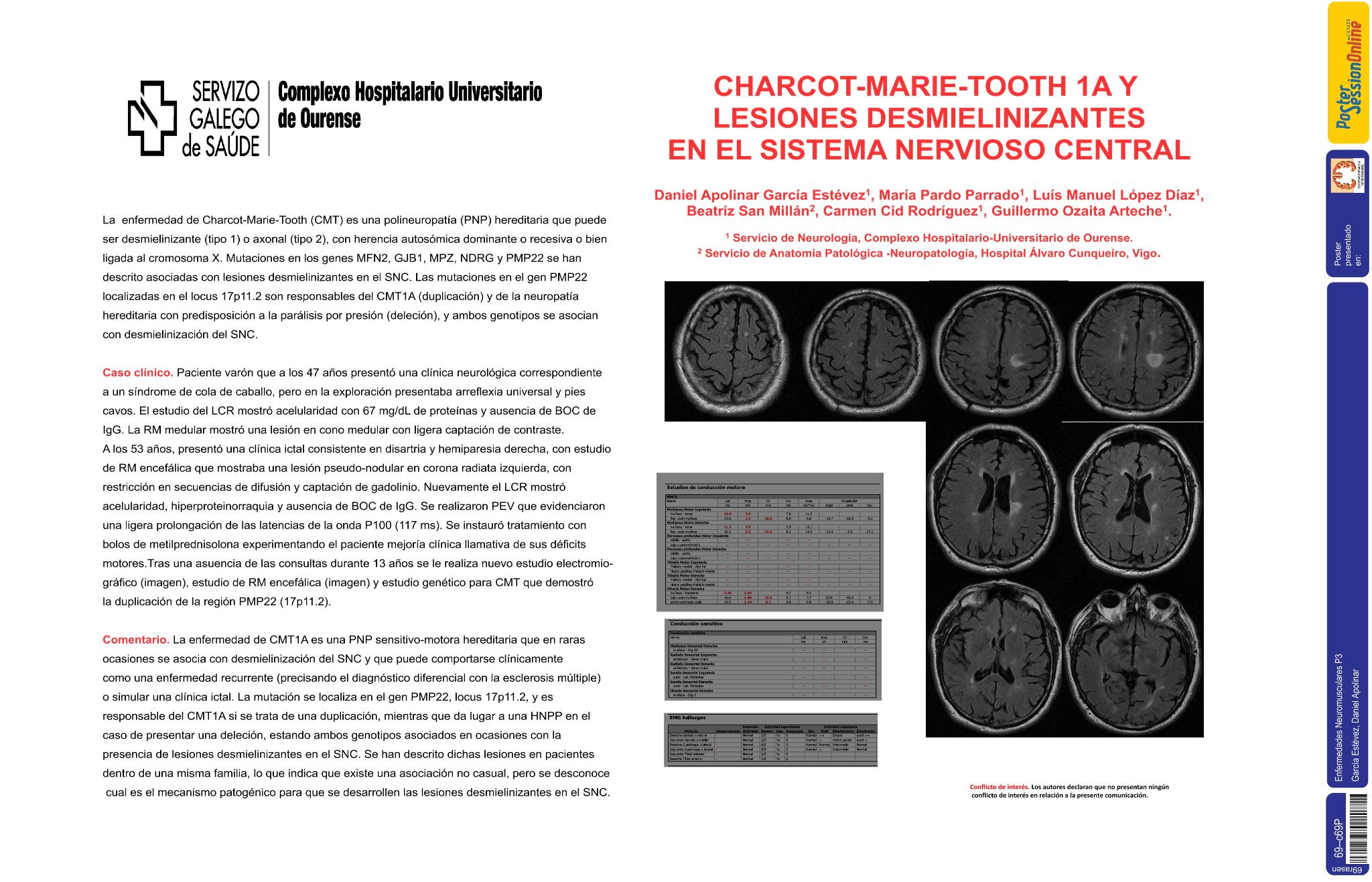 Charcot-Marie-Tooth 1A y lesiones desmielinizantes en el sistema nervioso central