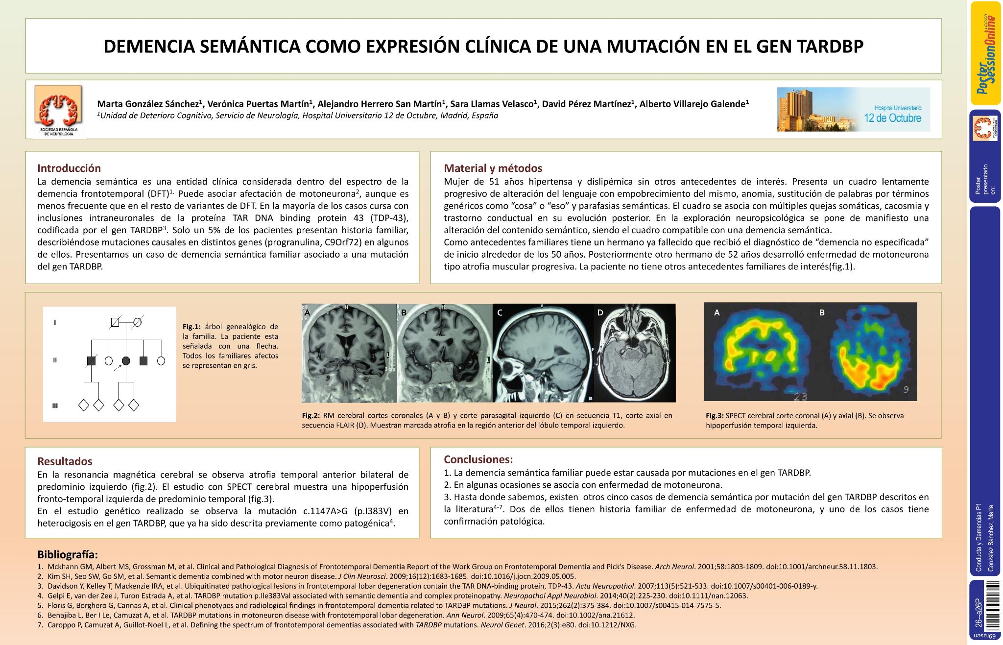 Demencia semántica como expresión clínica de una mutación en el gen TARDBP