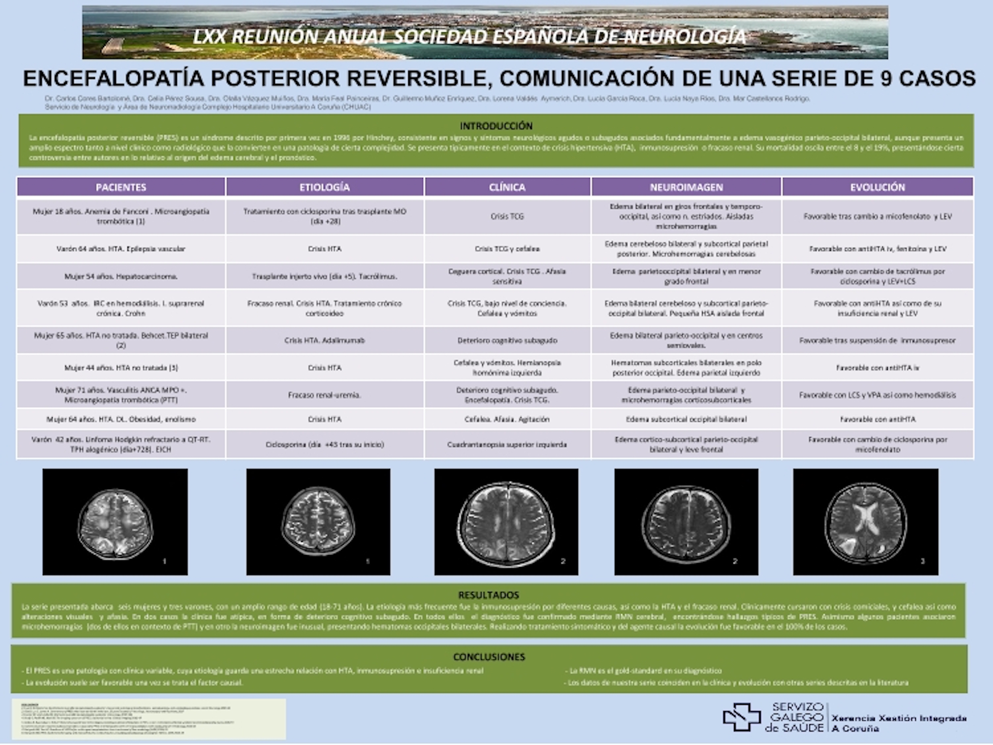 Encefalopatía posterior reversible, comunicación de una serie de 9 casos