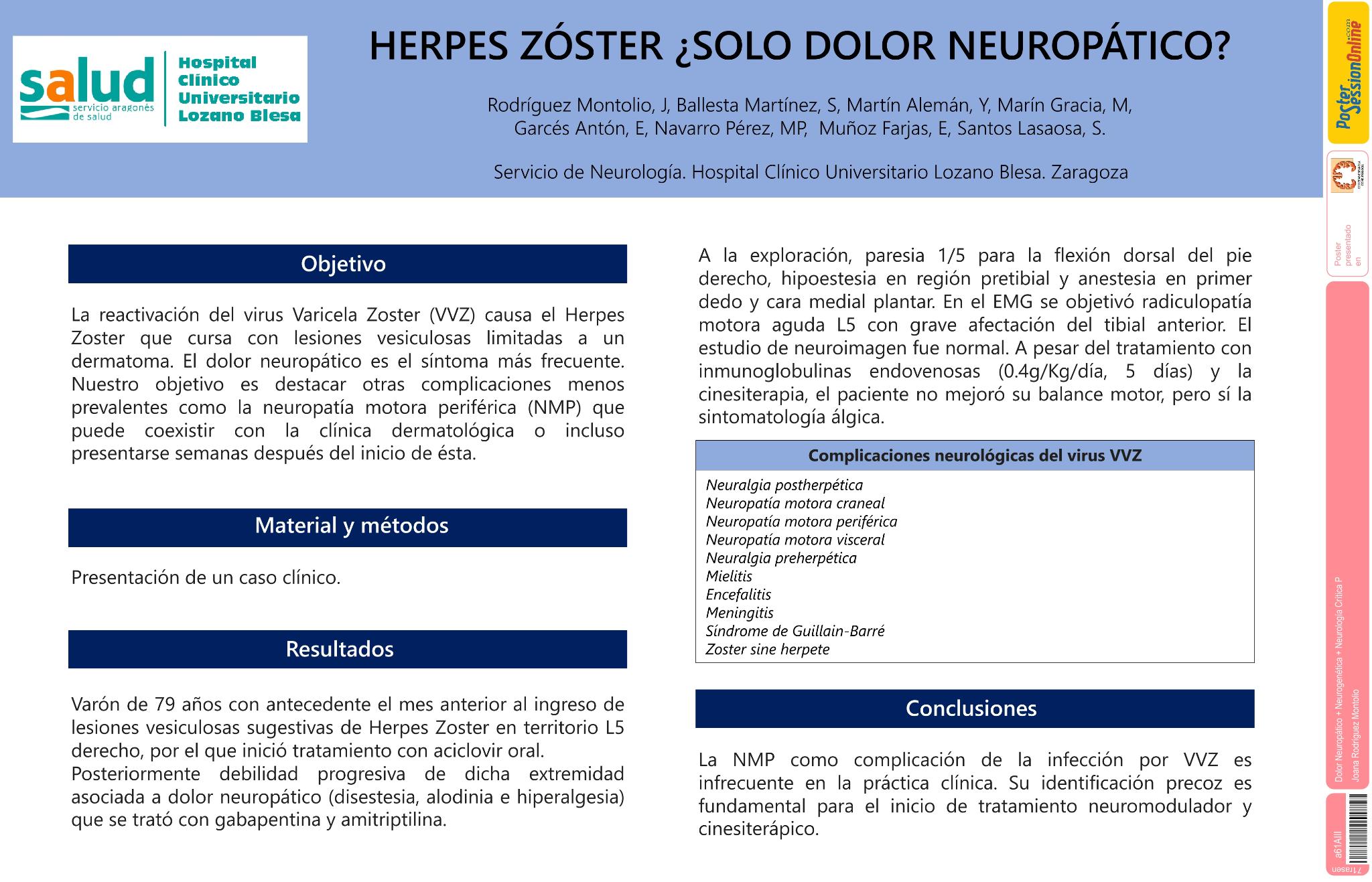 Herpes Zóster: ¿Solo dolor neuropático?