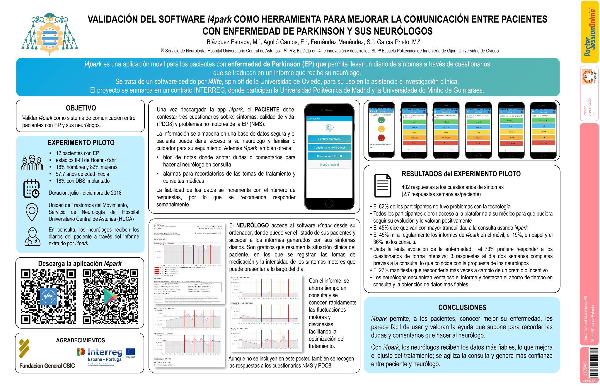 Validación del software i4park como herramienta para mejorar la comunicación entre pacientes con enfermedad de Parkinson y sus neurólogos