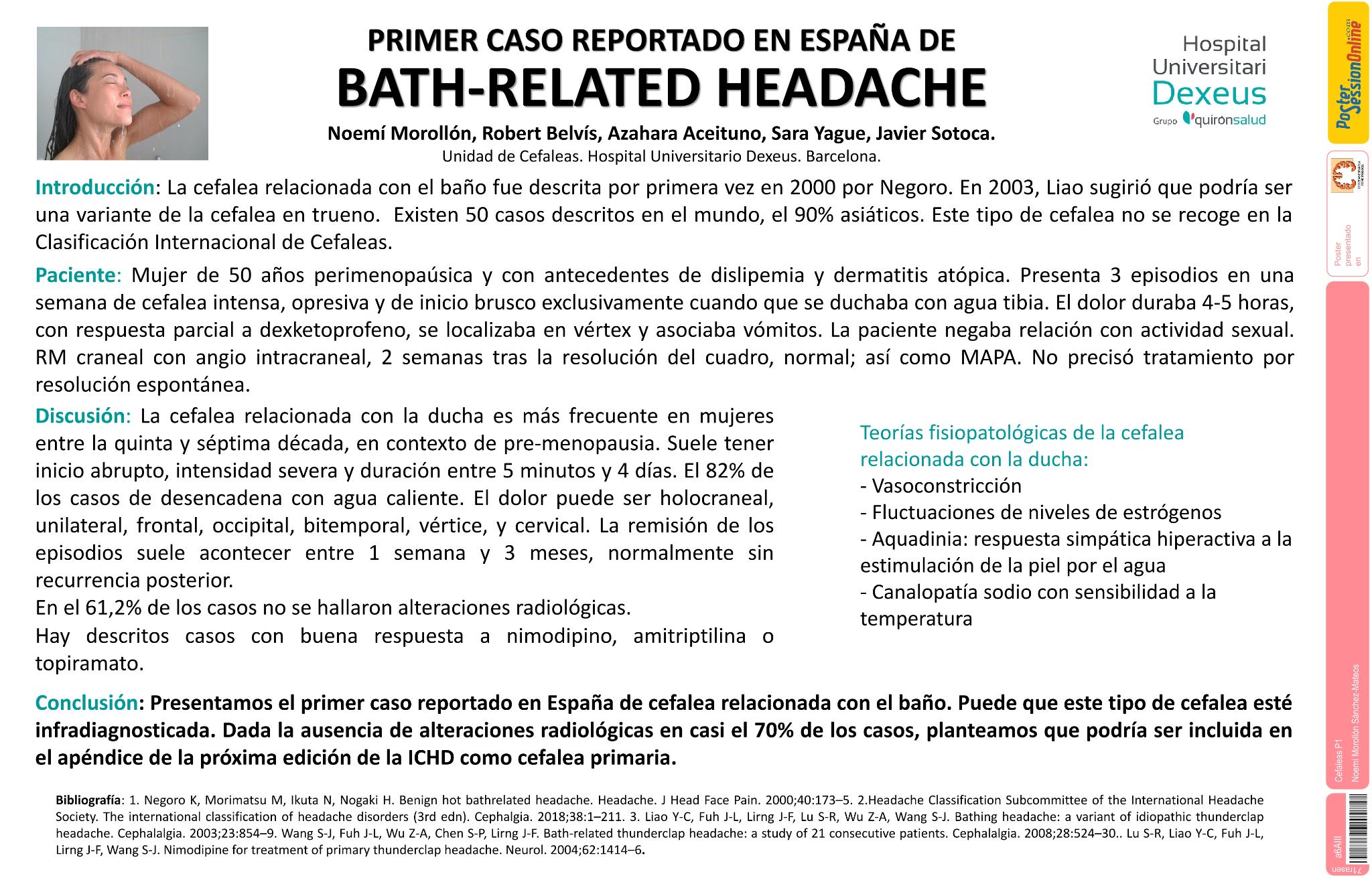 Primer caso español de Bath-related headache