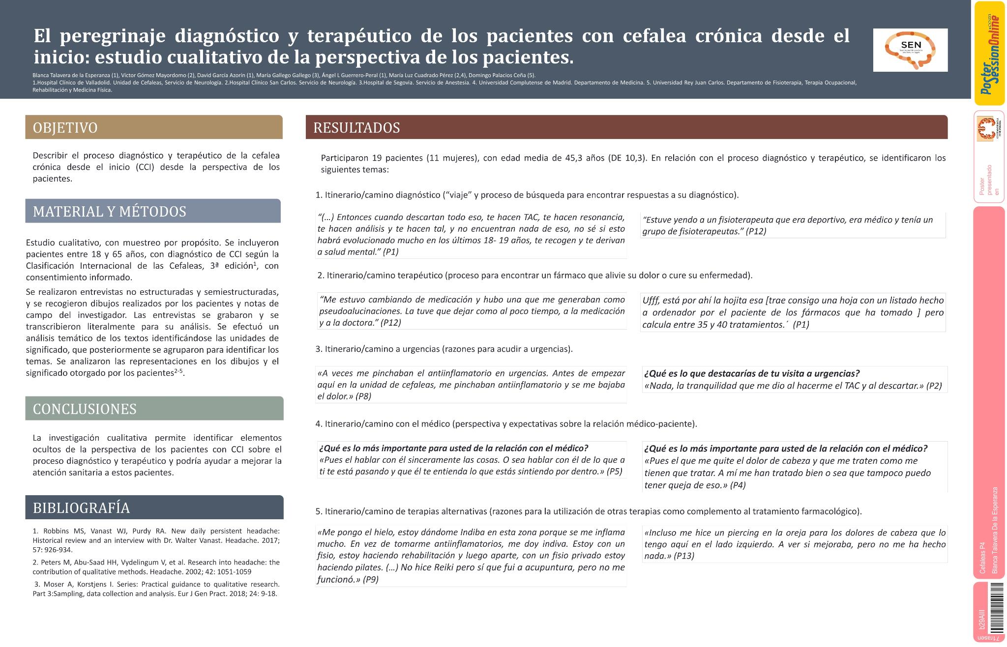 El peregrinaje diagnóstico y terapéutico de los pacientes con cefalea crónica desde el inicio: estudio cualitativo de la perspectiva de los pacientes