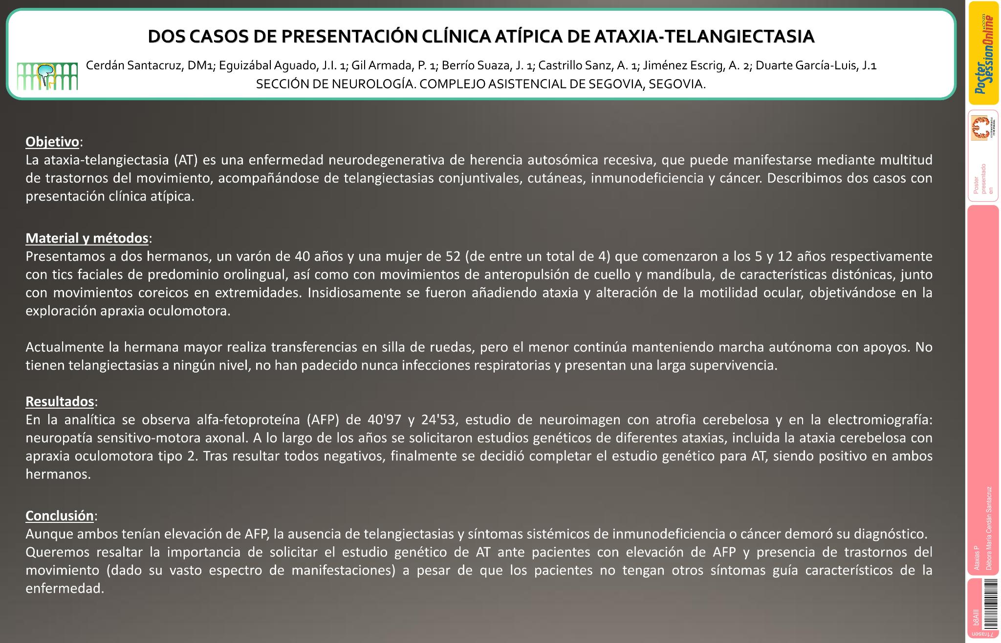 Dos casos de presentación clínica atípica de ataxia-telangiectasia