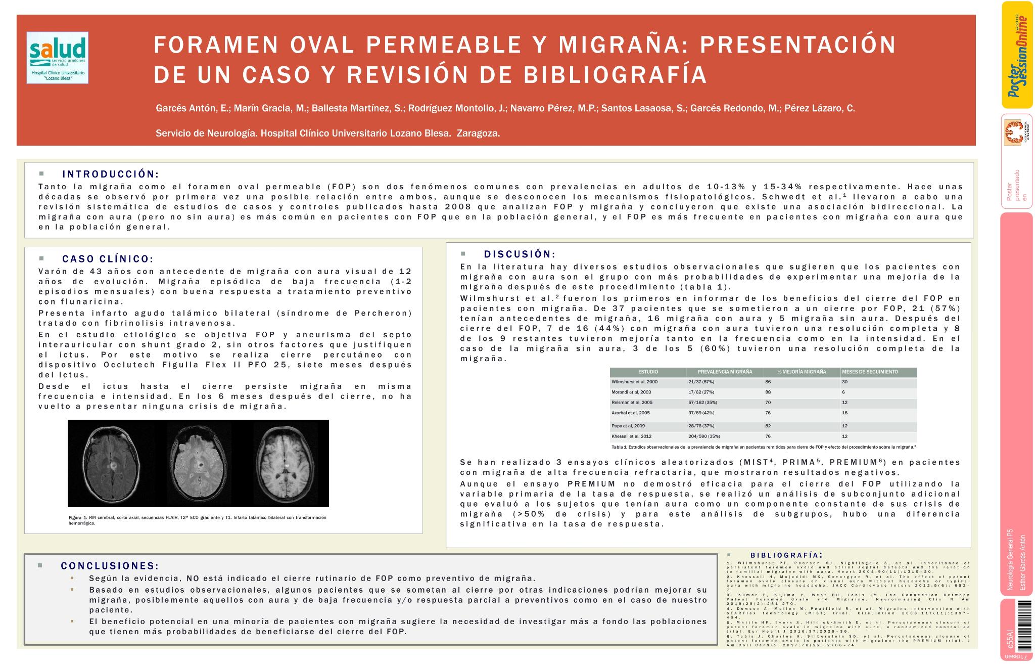 Foramen oval permeable y migraña: presentación de un caso y revisión de bibliografía