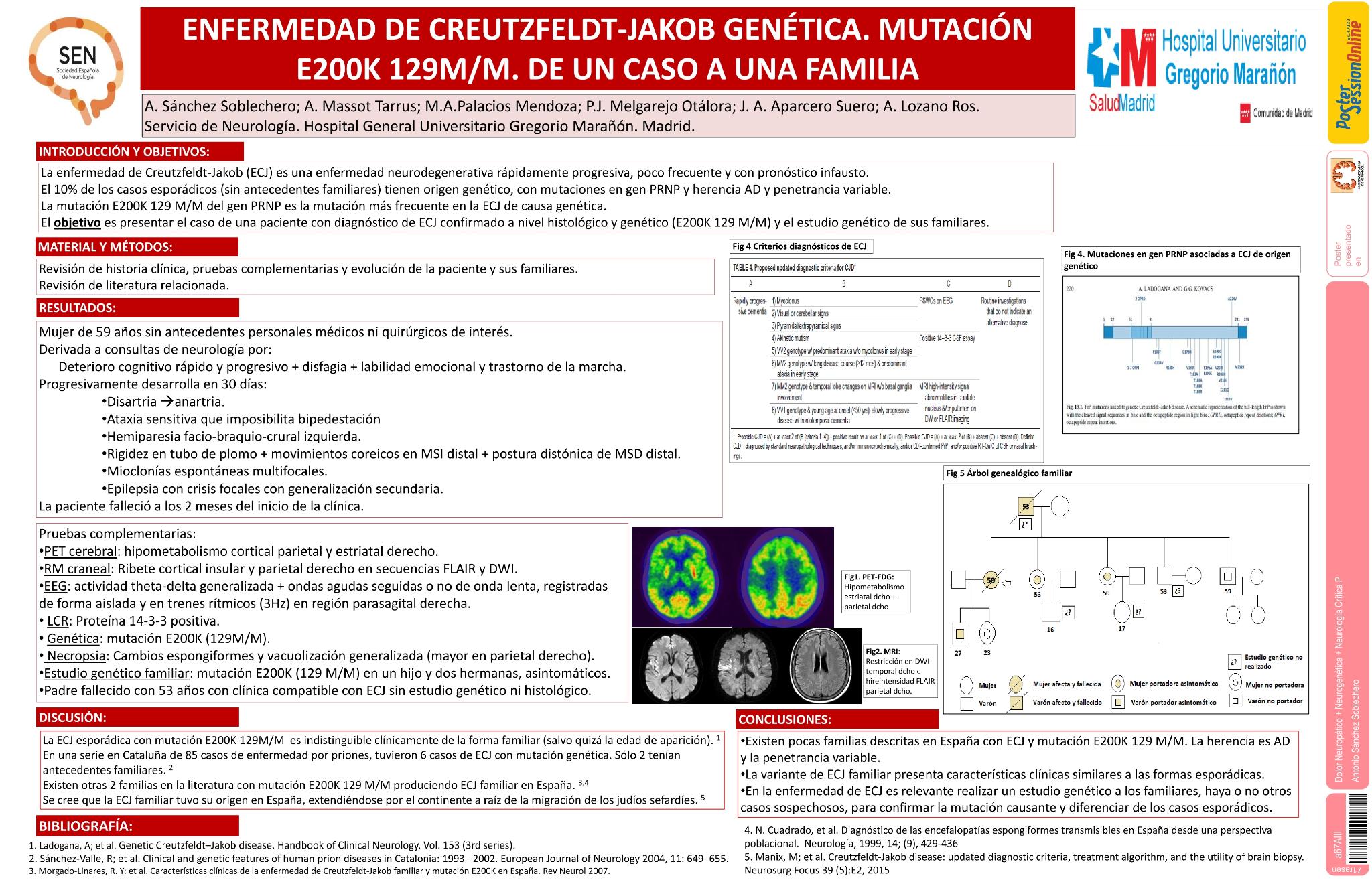 Enfermedad de Creutzfeldt-Jakob genética. Mutación E200K 129 M/M. De un caso a una familia