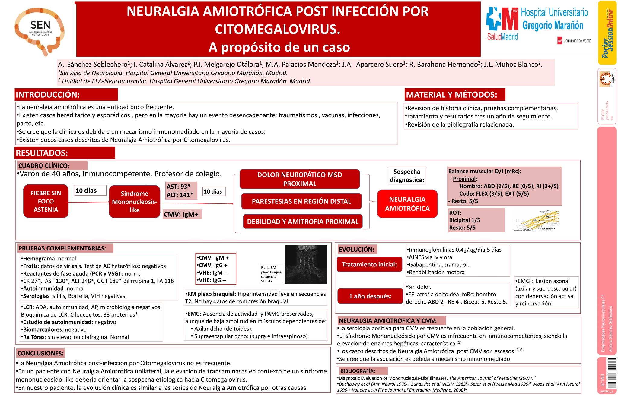 Síndrome de Parsonage Turner post infección por Citomegalovirus. A propósito de un caso