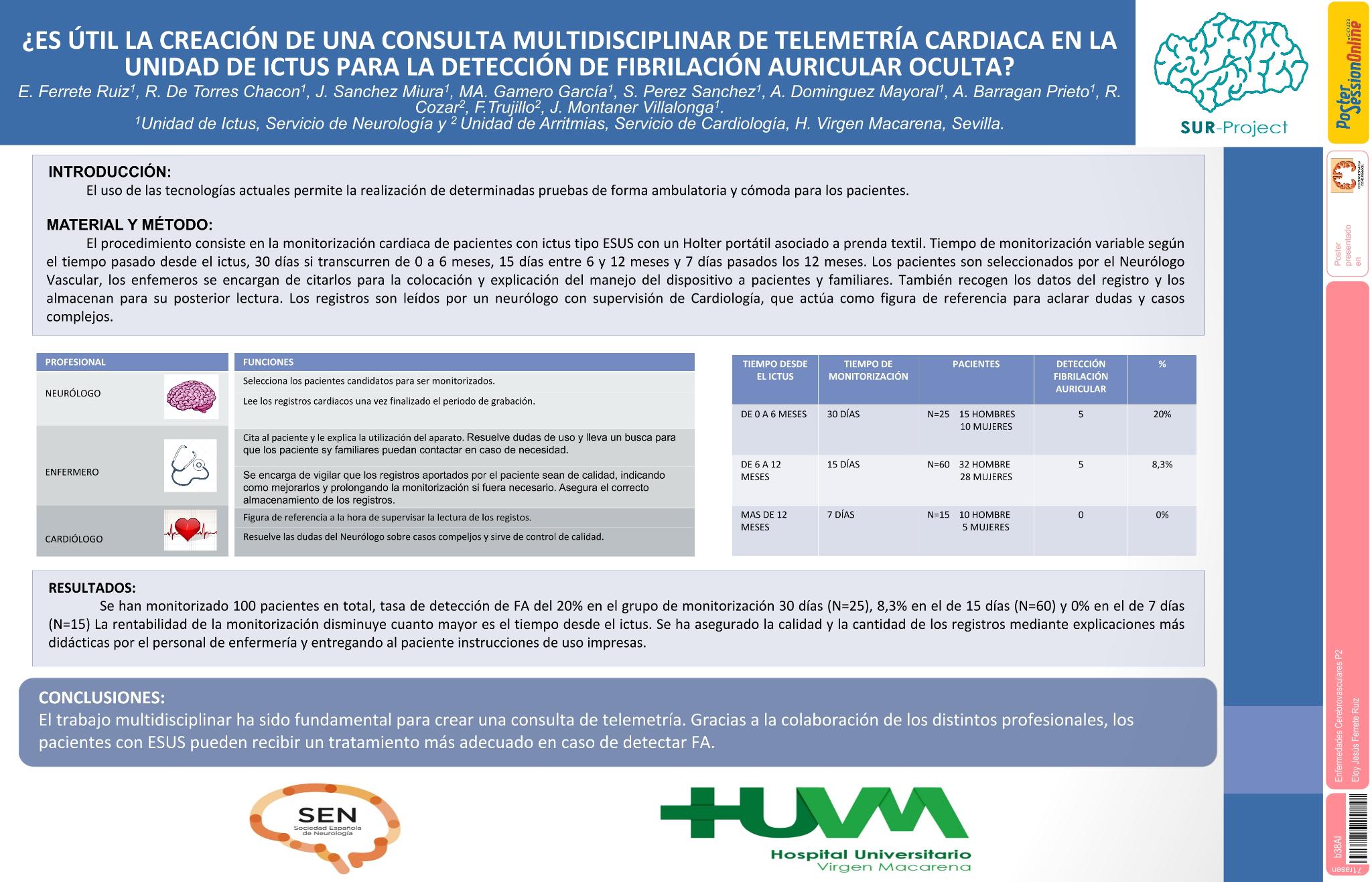 ¿Es útil la creación de una Consulta multidisciplinar de Telemetría cardiaca en la unidad de ictus para la detección de fibrilación auricular oculta?