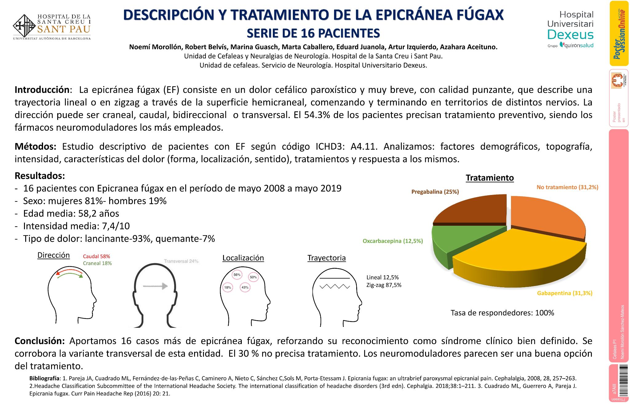 Tratamiento de la epicránea fúgax. Serie de 16 pacientes
