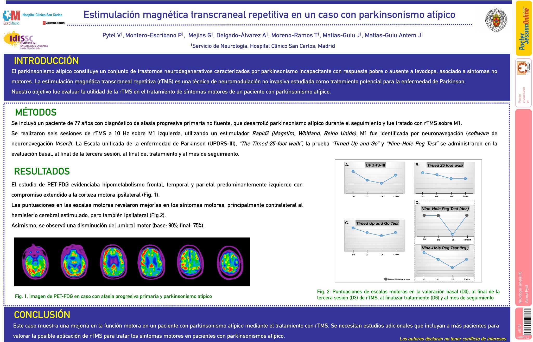 Estimulación magnética transcraneal repetitiva en un caso con parkinsonismo atípico