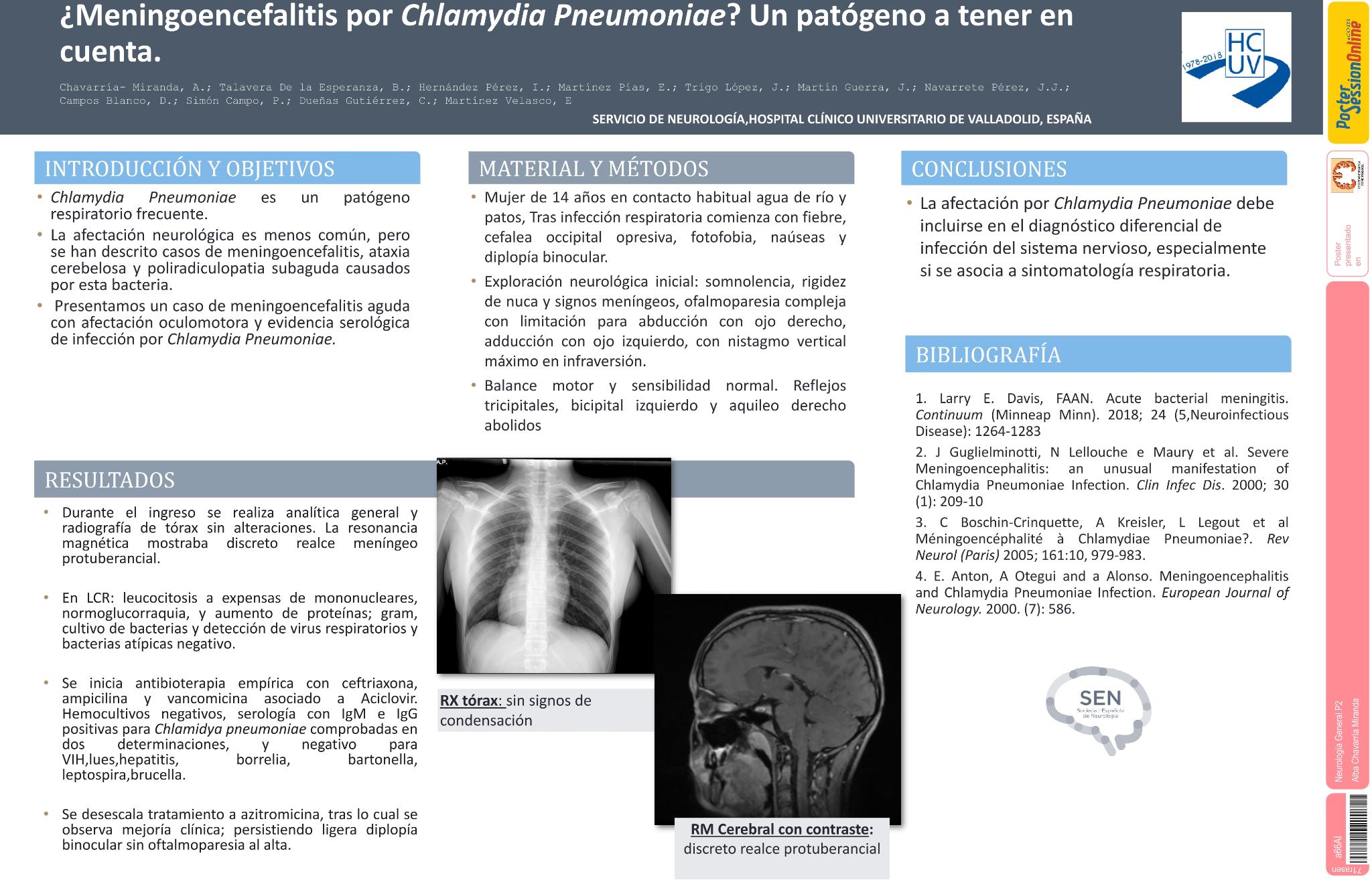 ¿Meningoencefalitis por Chlamidya Pneumoniae? Un patógeno a tener en cuenta