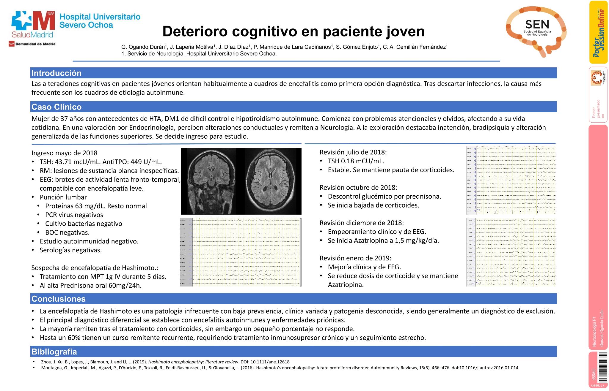 Deterioro cognitivo en paciente joven